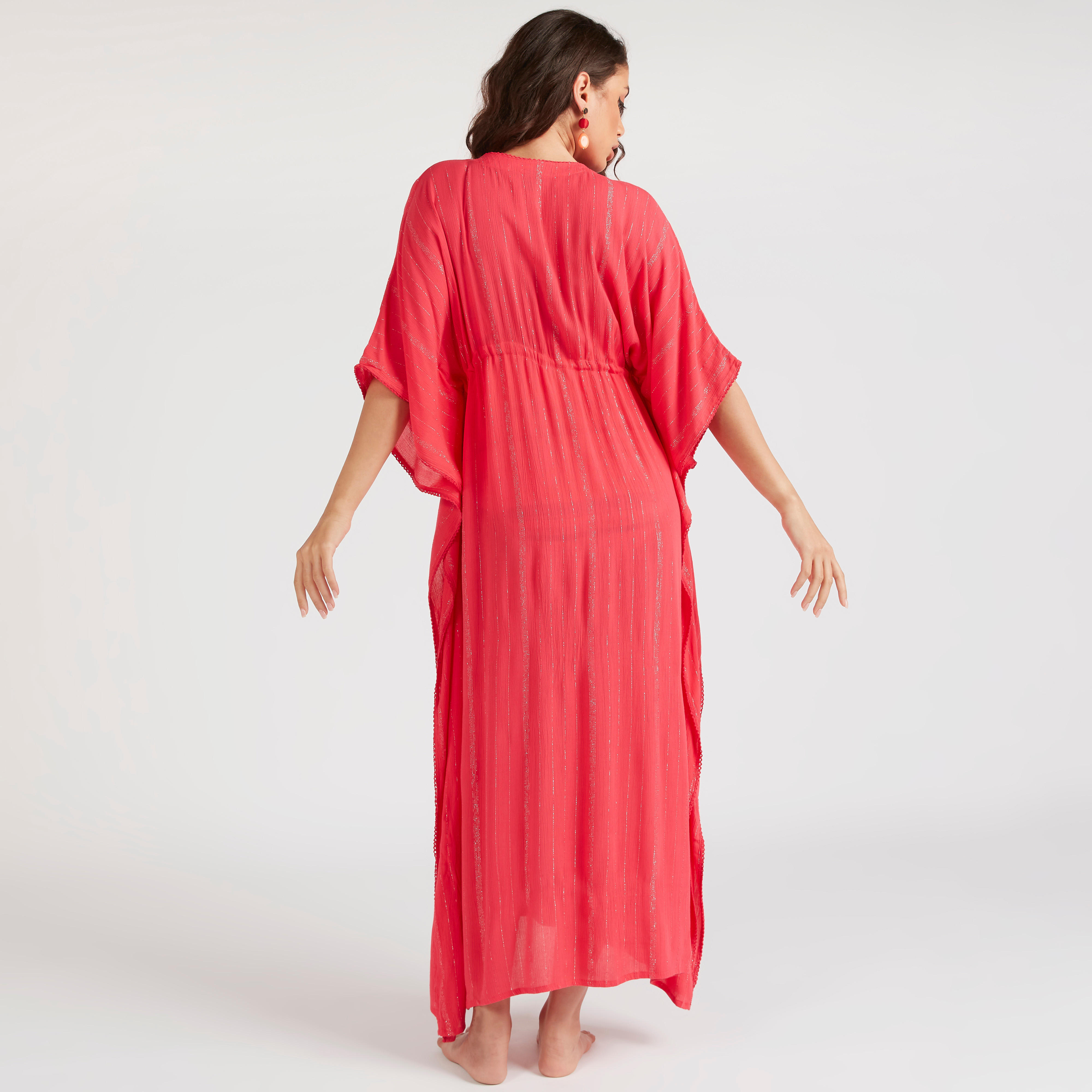 فستان سادة برباط على الخصر وأطراف غير مستوية من بيتش وير-women-clothing-swimandbeach-beachwear-image-4