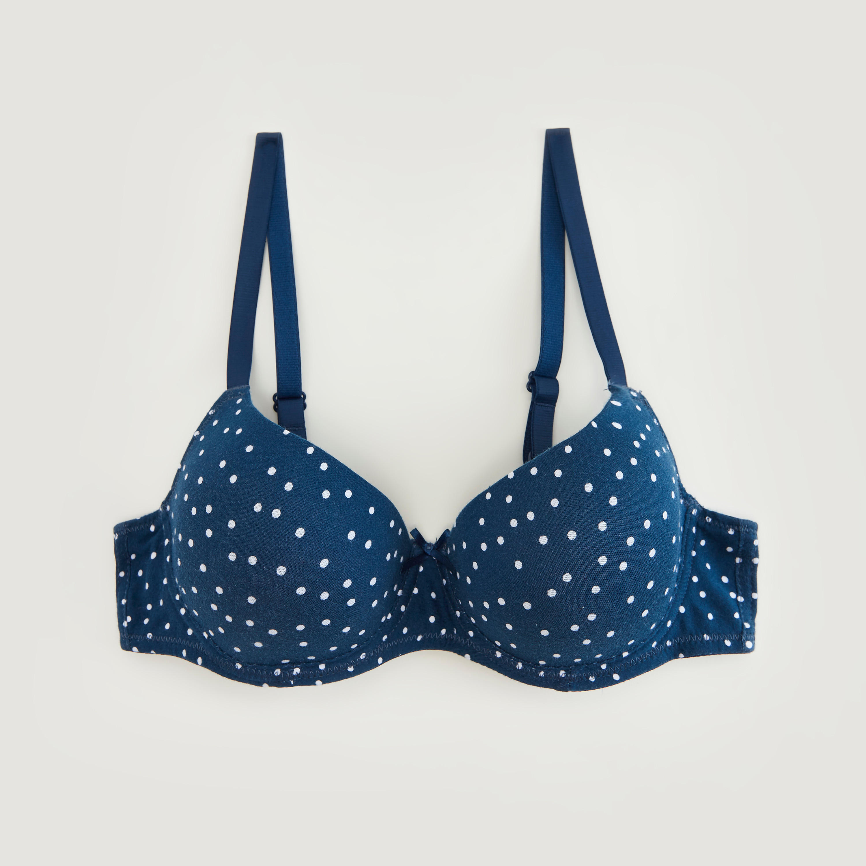 صدريّة بلانج مبطّنة بطبعات منقّطة وأحزمة قابلة للتّعديل-women-clothing-lingerie-bras-image-1