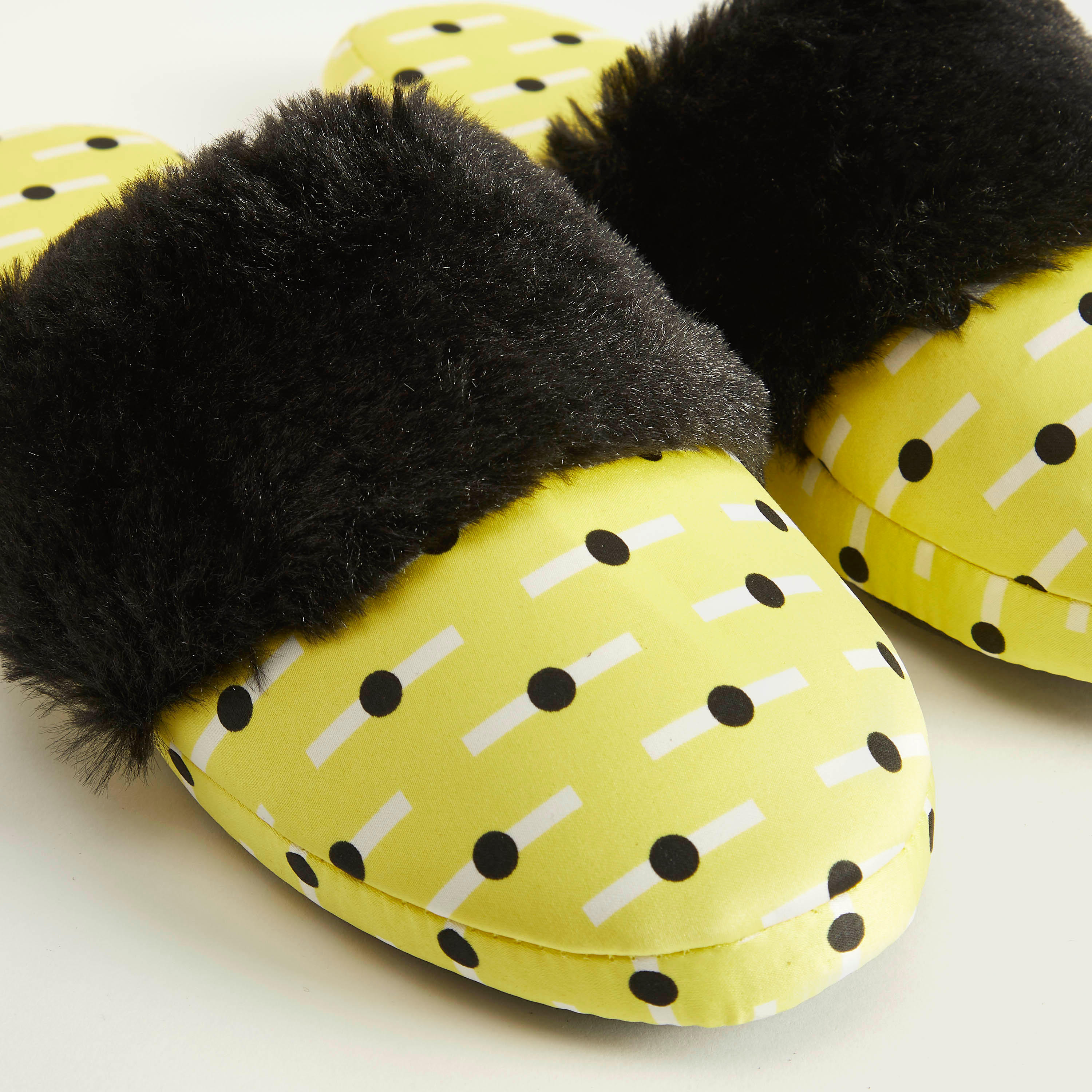 Printed Mule Slippers with Plush Accents-women-clothing-nightwear-bedroomslippers-image-3