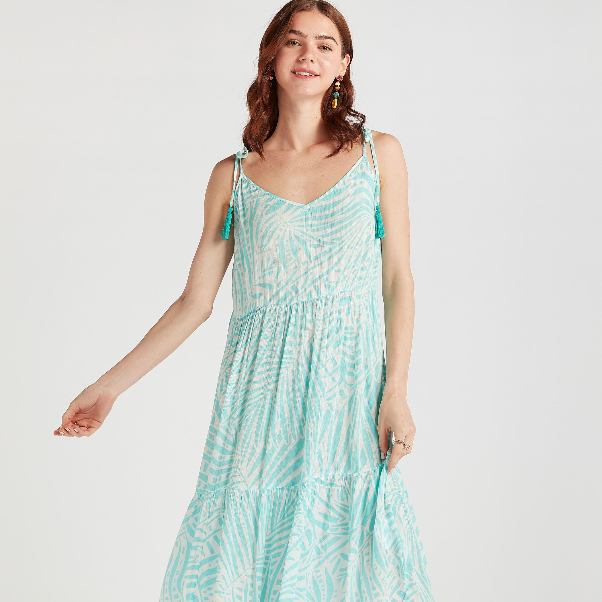 Printed Tiered Dress with Tie-Ups-women-clothing-swimandbeach-beachwear-image-5