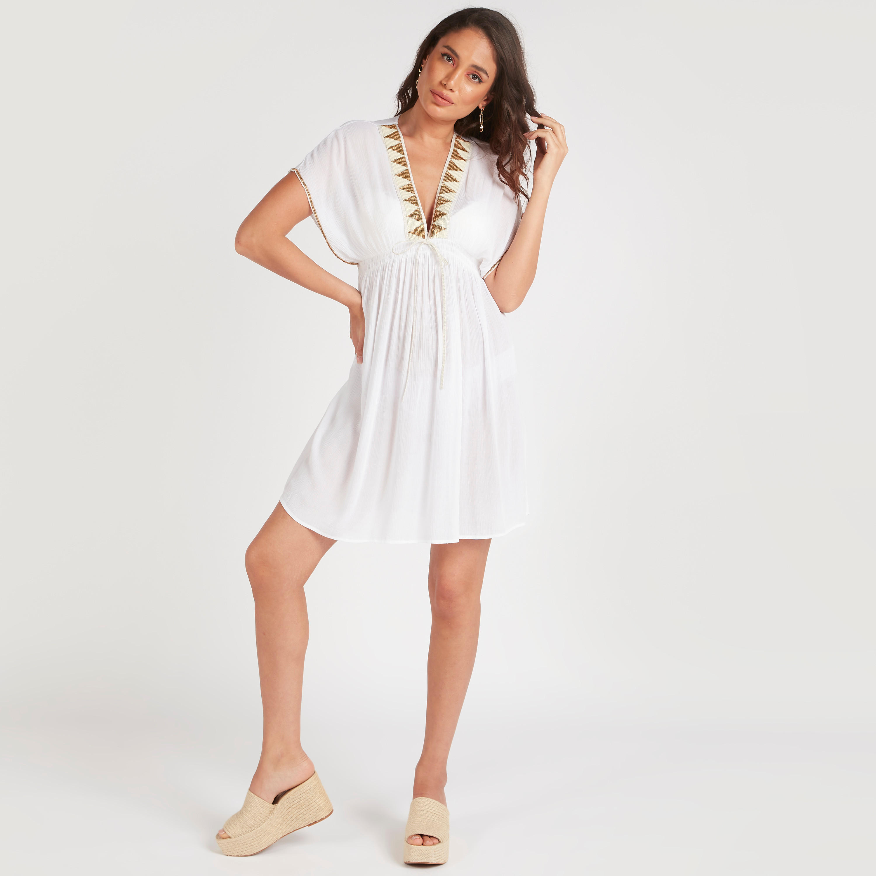 Beachwear Bead Detailed Mini Dress-women-clothing-swimandbeach-beachwear-image-2
