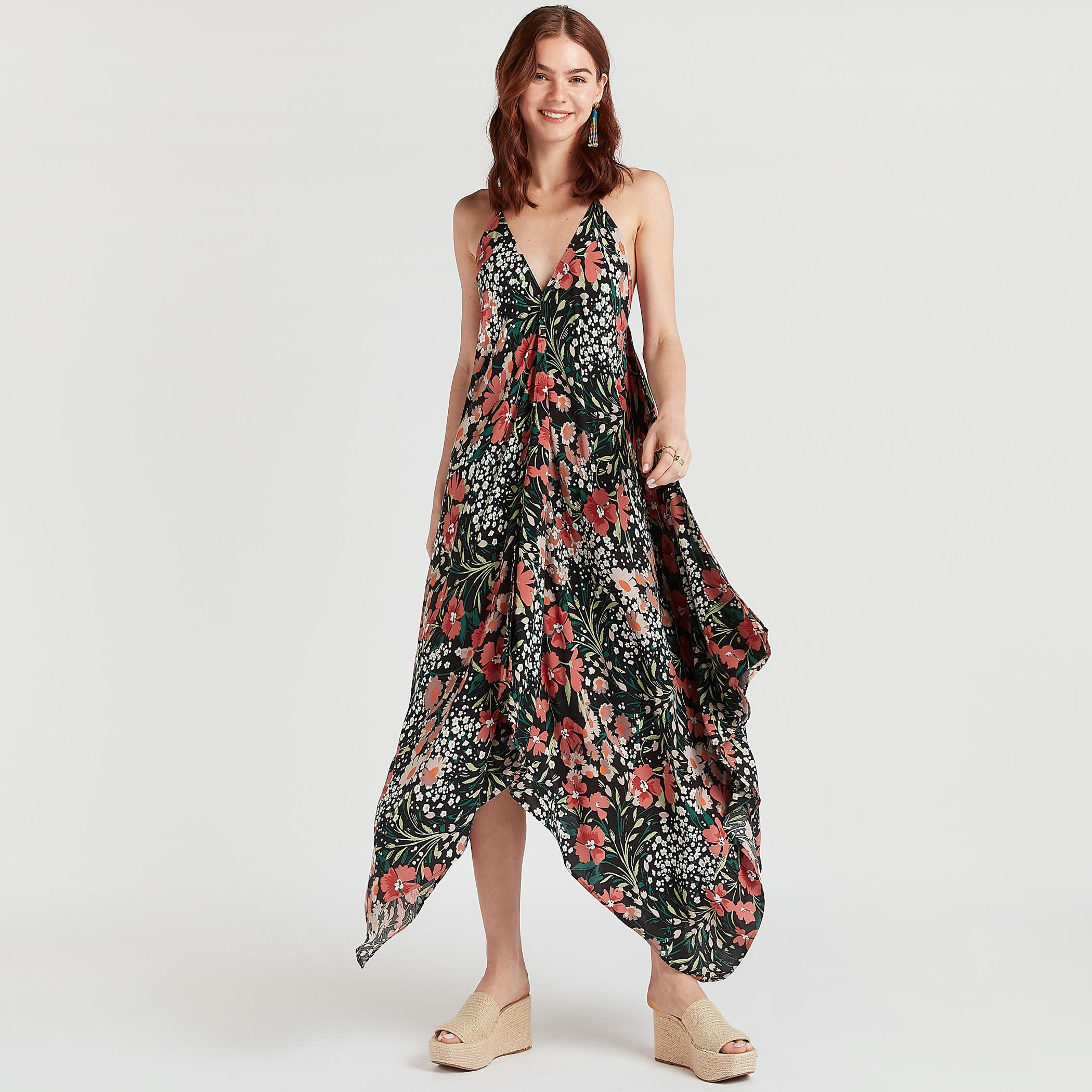 Beachwear Tropical Print Asymmetric Dress with Plunge Neck-women-clothing-swimandbeach-beachwear-image-2