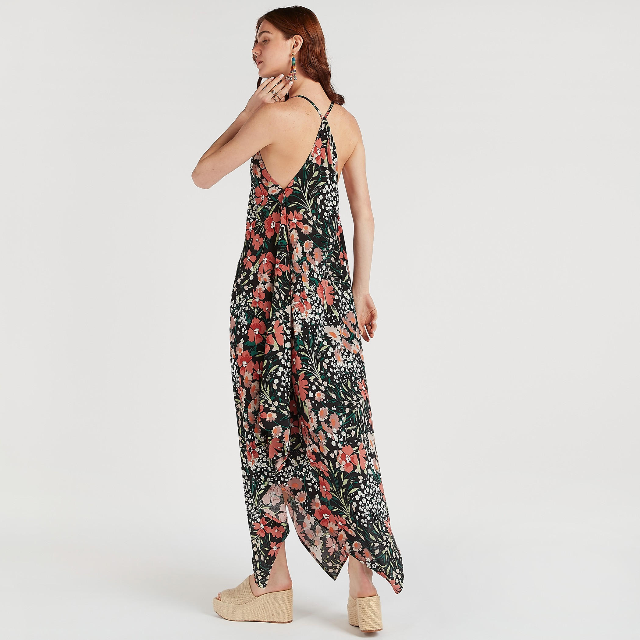 Beachwear Tropical Print Asymmetric Dress with Plunge Neck-women-clothing-swimandbeach-beachwear-image-4