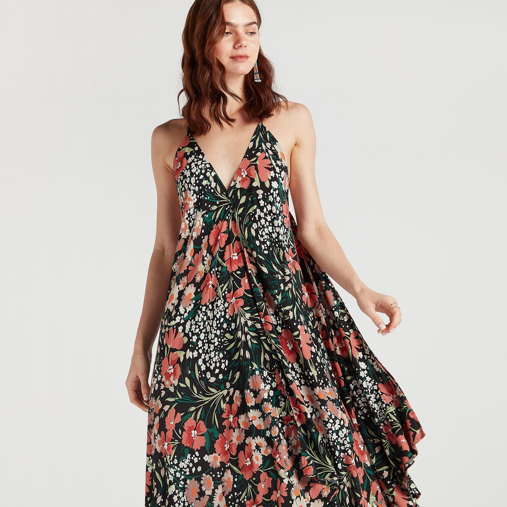 Beachwear Tropical Print Asymmetric Dress with Plunge Neck-women-clothing-swimandbeach-beachwear-image-5