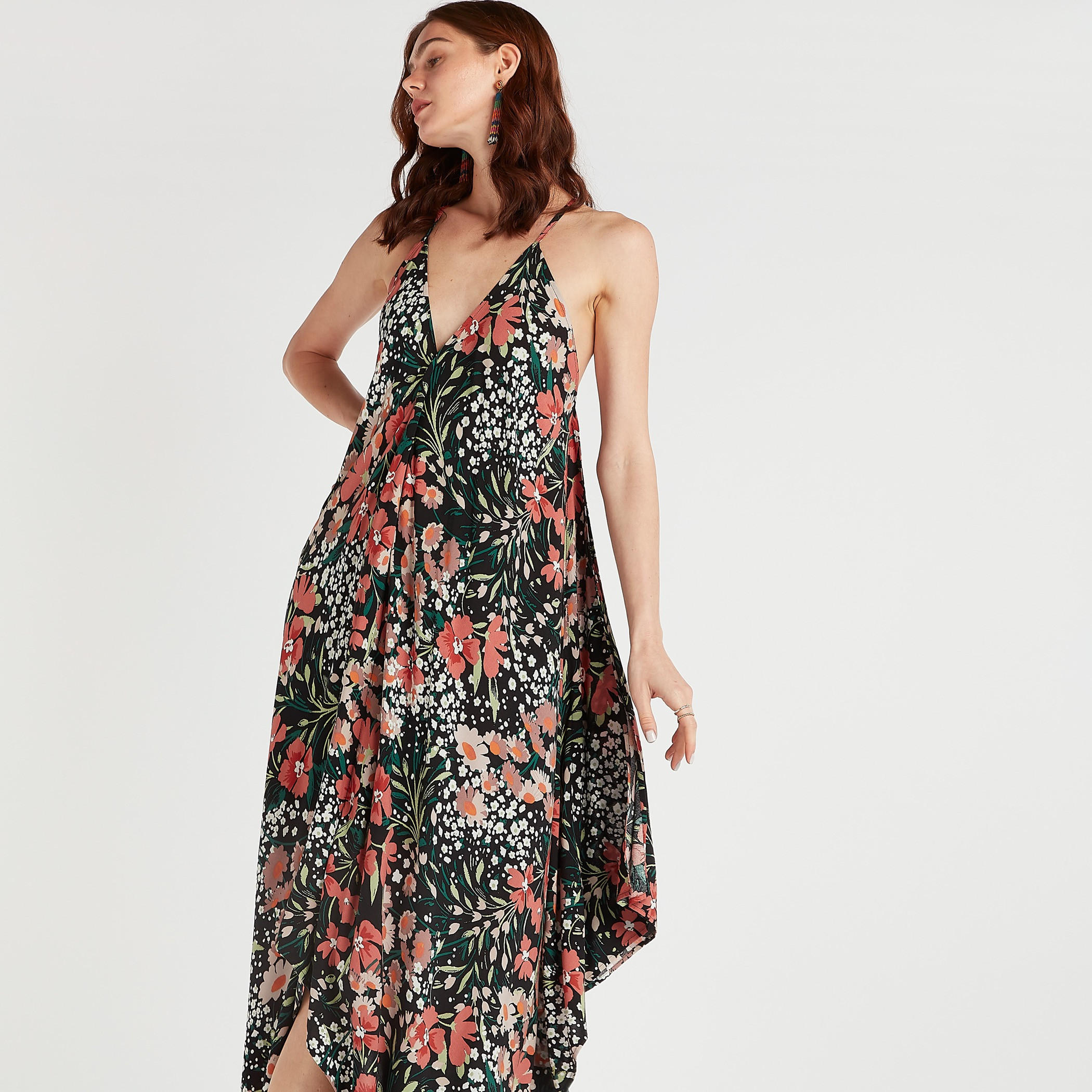 Beachwear Tropical Print Asymmetric Dress with Plunge Neck-women-clothing-swimandbeach-beachwear-image-6