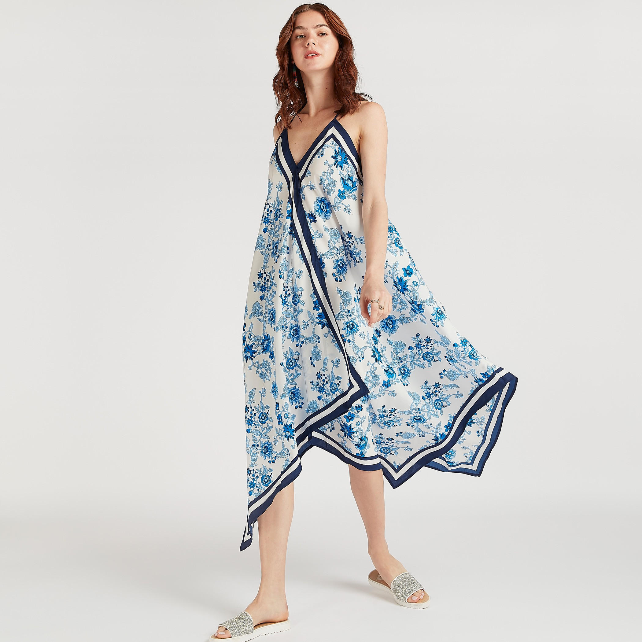 Beachwear Floral Print Dress with V-neck and Spaghetti Straps-women-clothing-swimandbeach-beachwear-image-2