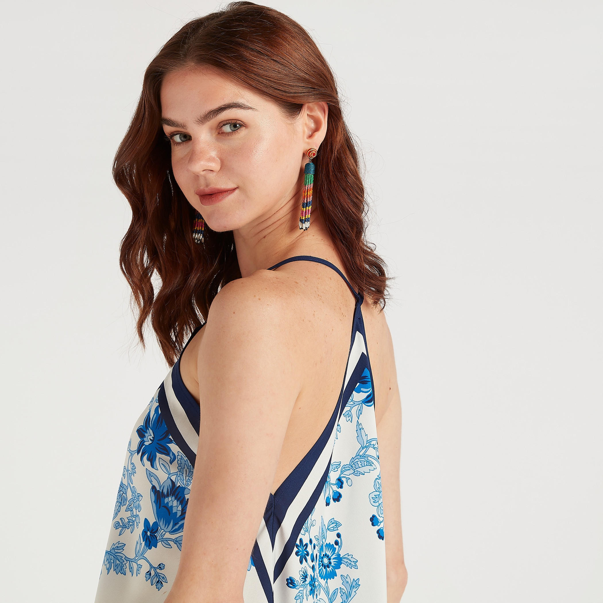 Beachwear Floral Print Dress with V-neck and Spaghetti Straps-women-clothing-swimandbeach-beachwear-image-5