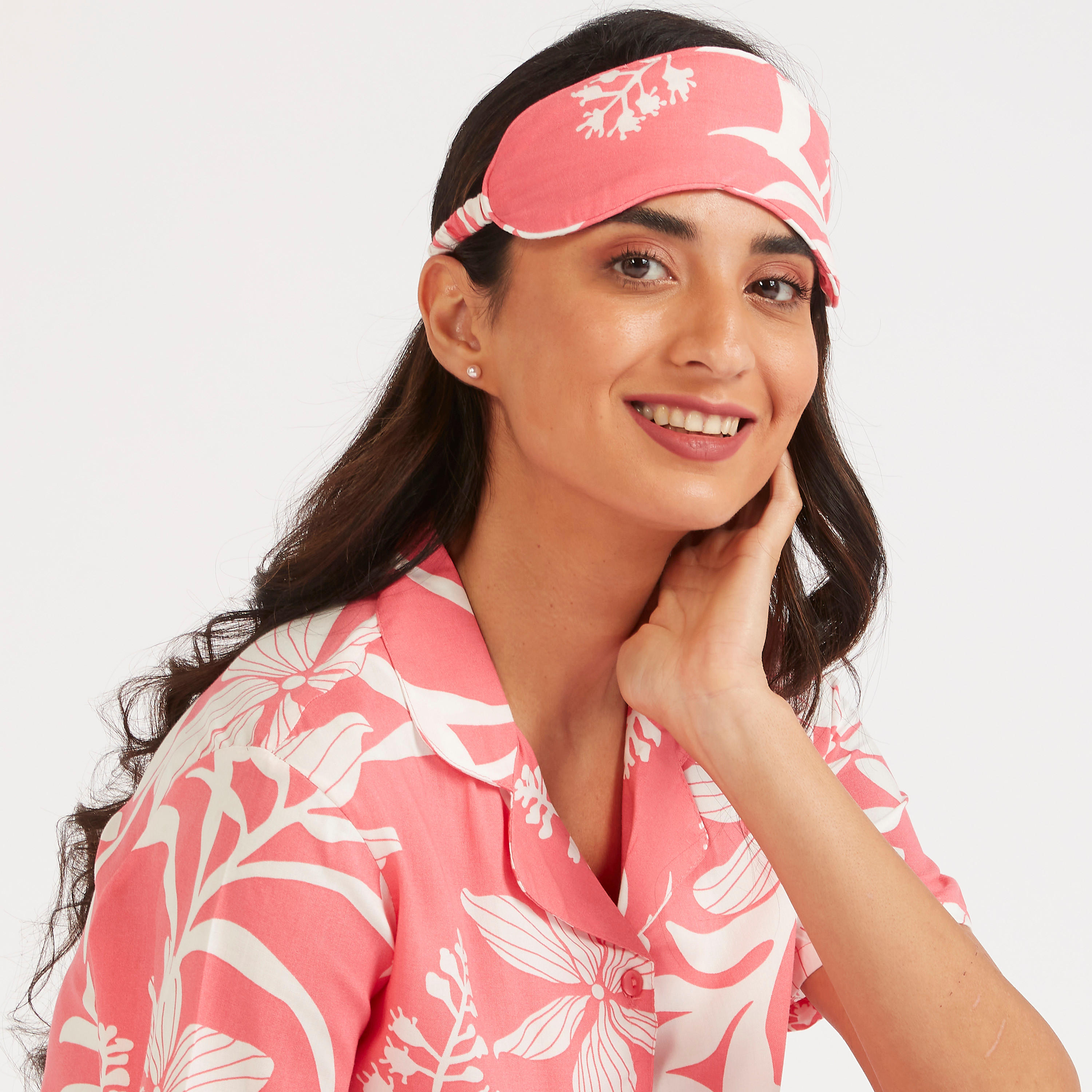 طقم بنطلون بيجاما وقميص بطبعات أزهار-women-clothing-nightwear-pyjamas-longsets-image-3