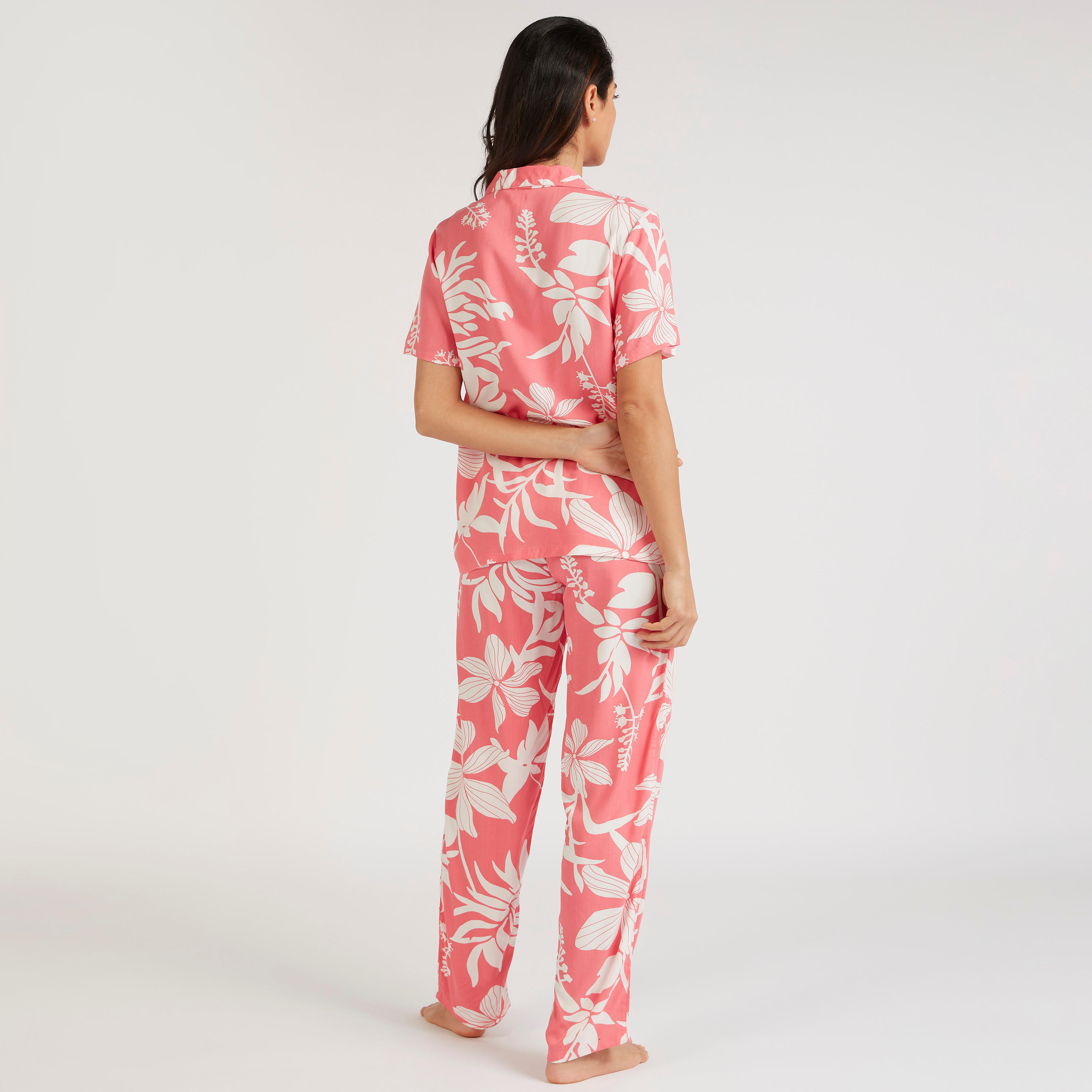 طقم بنطلون بيجاما وقميص بطبعات أزهار-women-clothing-nightwear-pyjamas-longsets-image-4