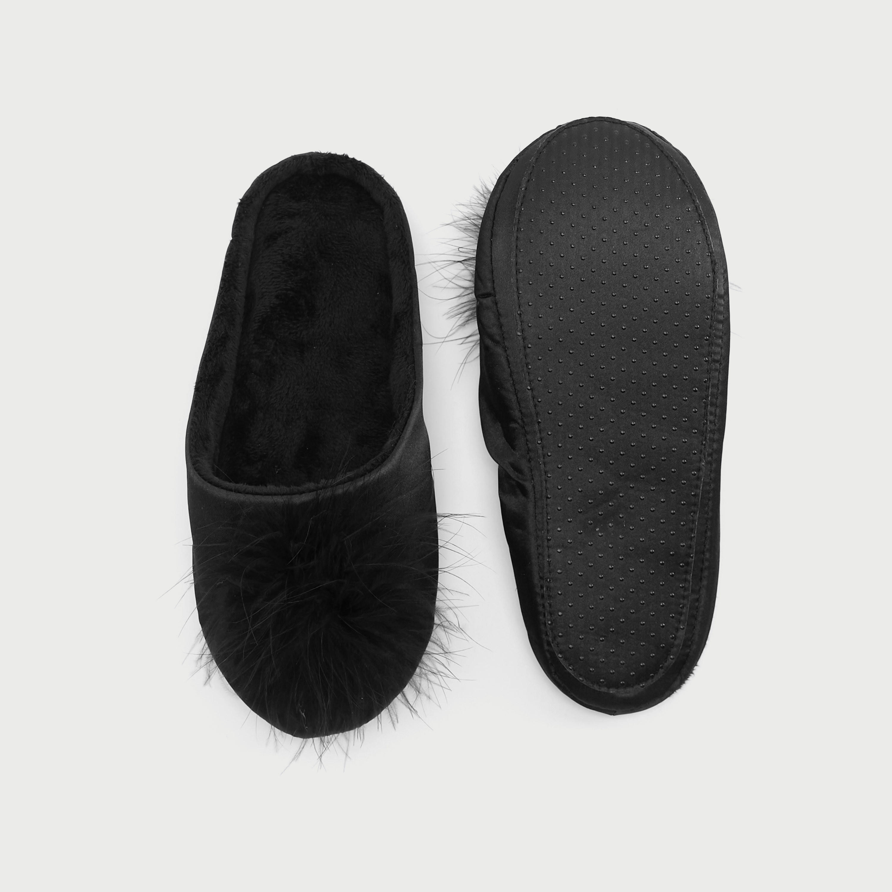 Feather Applique Detail Slide Slippers-women-clothing-nightwear-bedroomslippers-image-4