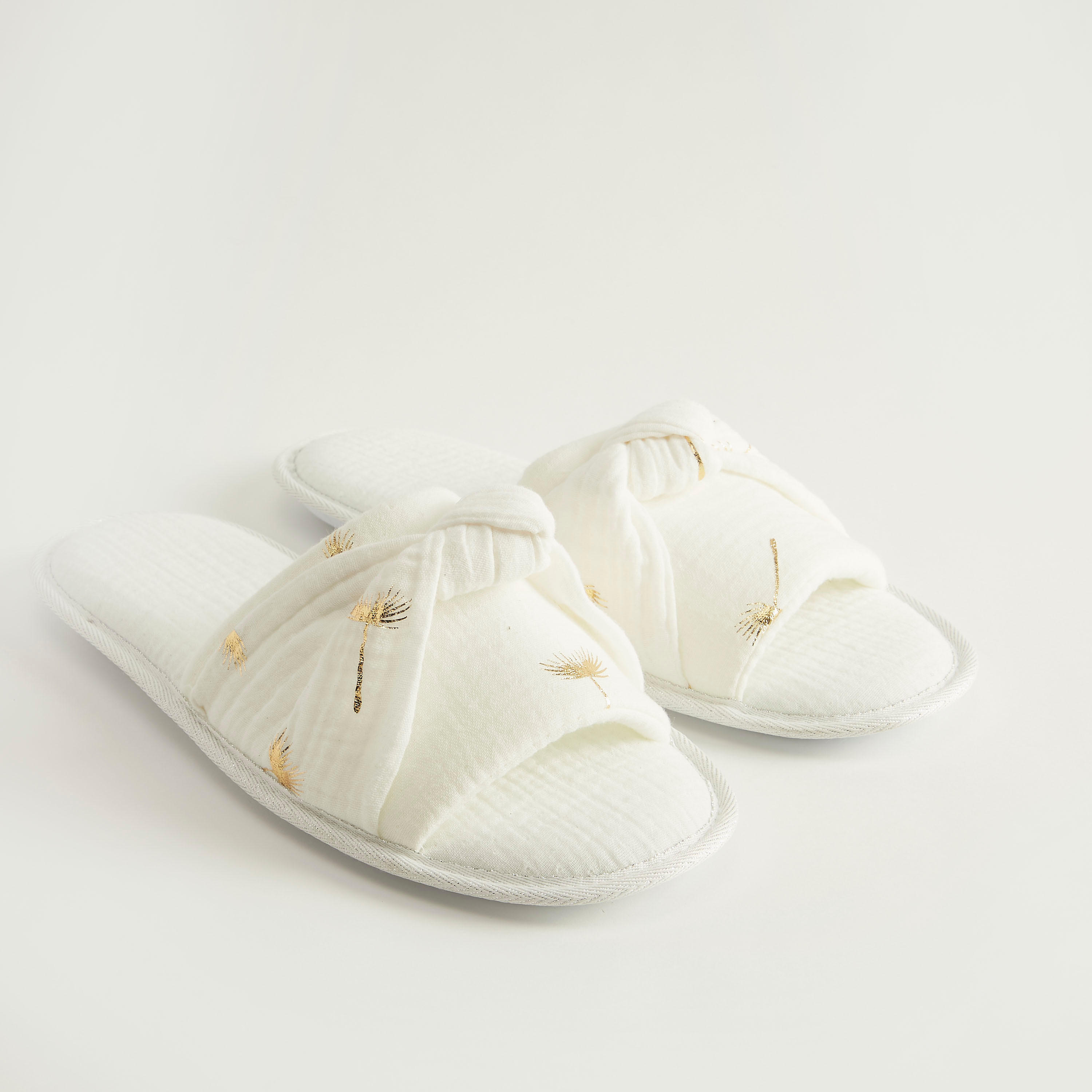 Foil Print Mule Slippers with Knotted Bow Accent-women-clothing-nightwear-bedroomslippers-image-2