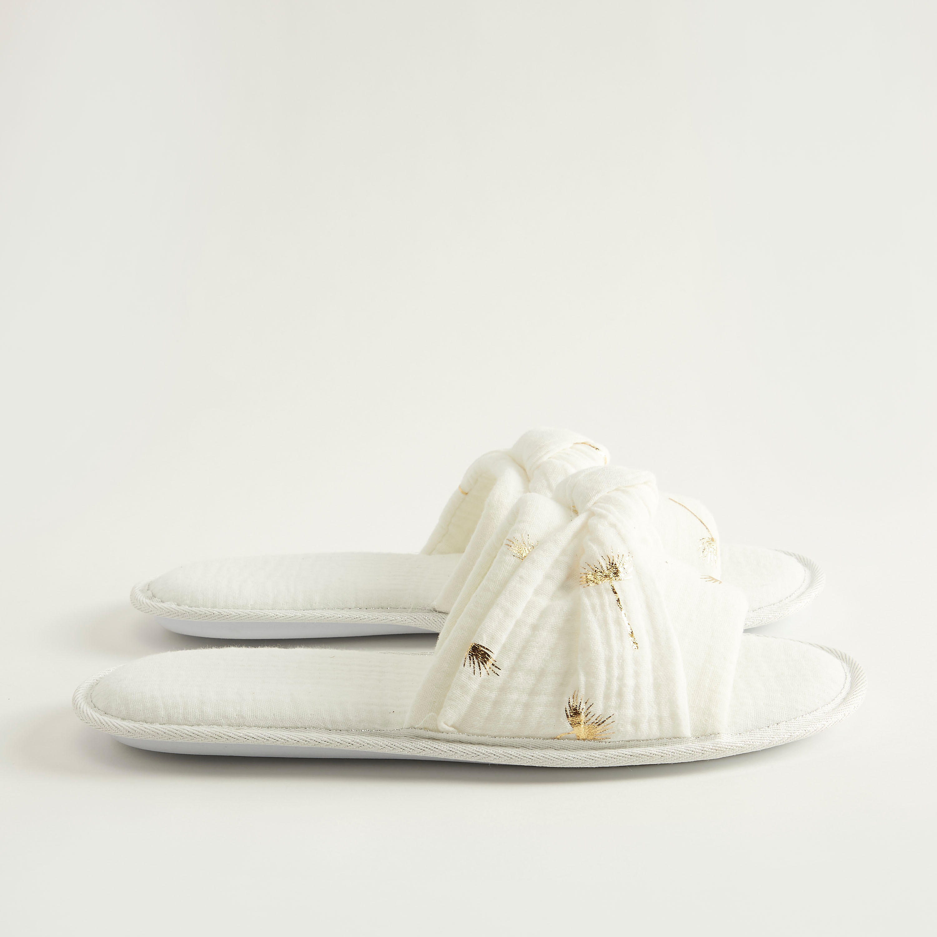 Foil Print Mule Slippers with Knotted Bow Accent-women-clothing-nightwear-bedroomslippers-image-3