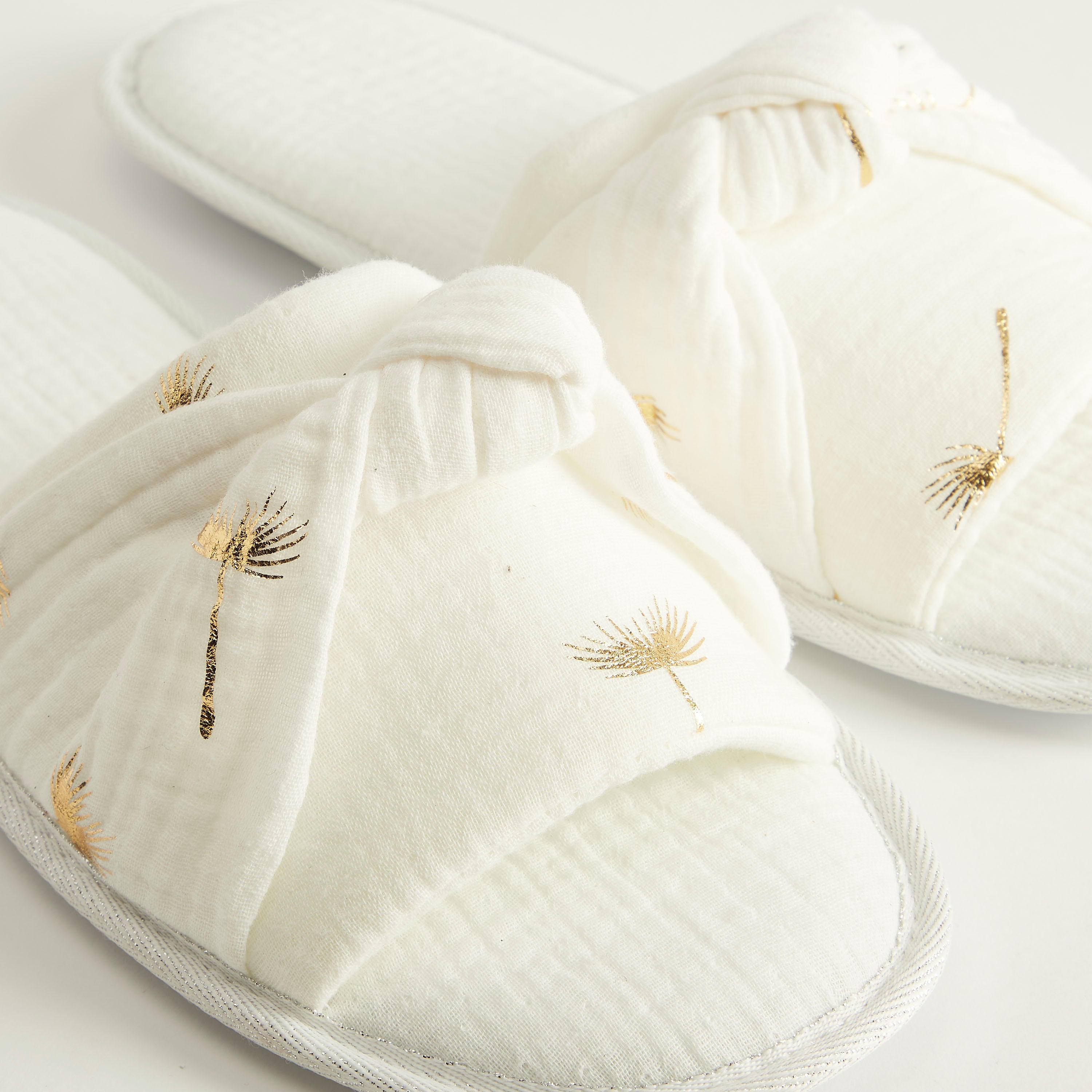 Foil Print Mule Slippers with Knotted Bow Accent-women-clothing-nightwear-bedroomslippers-image-4