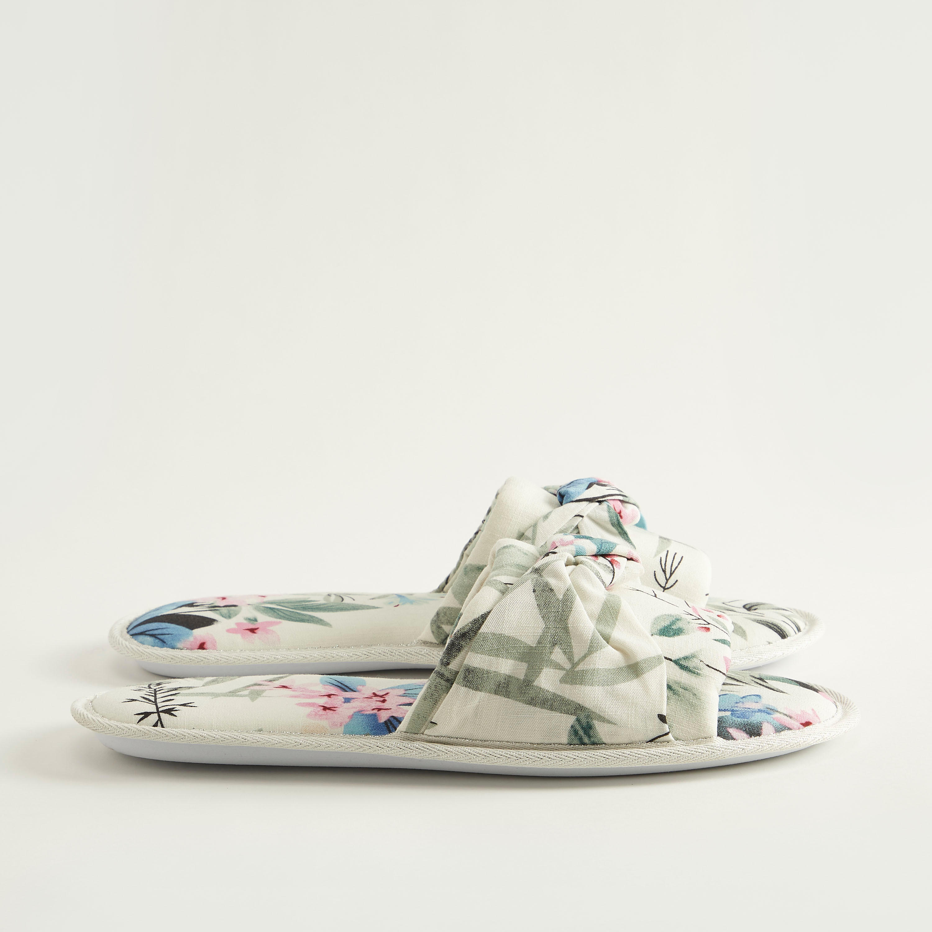 Floral Print Mule Slippers with Knotted Bow Accent-women-clothing-nightwear-bedroomslippers-image-4