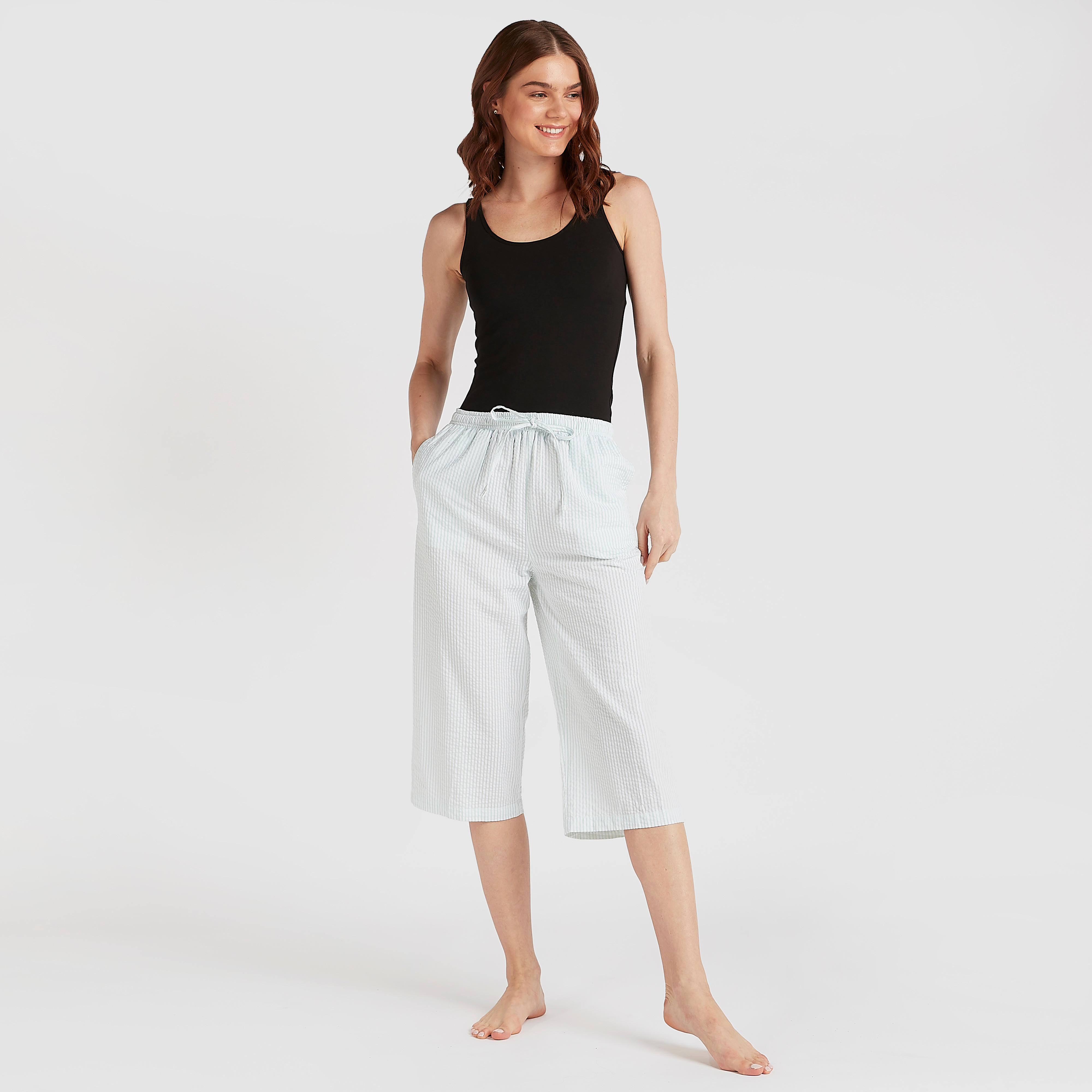 كابري مقلم برباط إغلاق-women-clothing-nightwear-pyjamas-bottoms-image-4