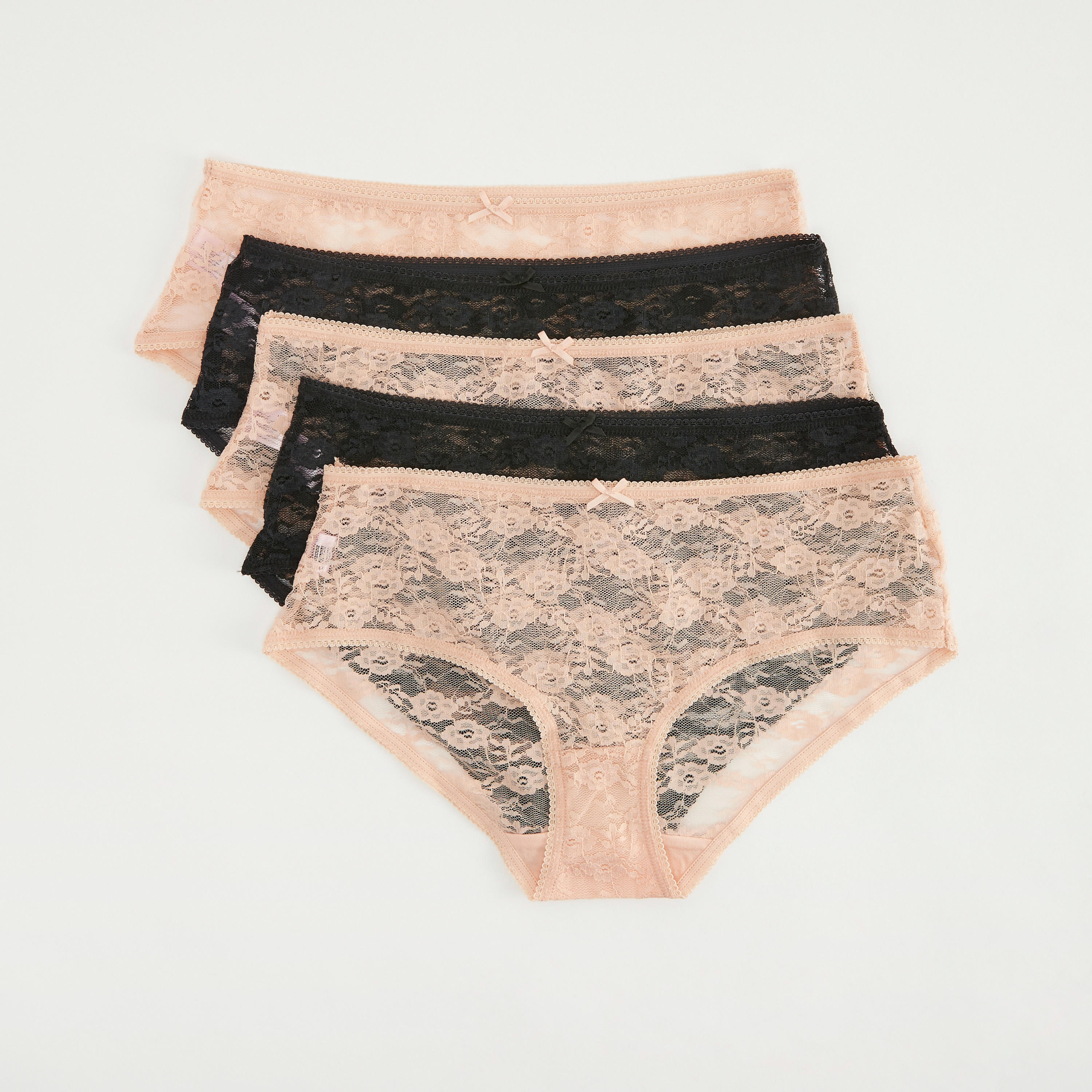 طقم سراويل هيبستر دانتيل بخصر مطّاطي - 5 قطع-women-clothing-lingerie-panties-image-1