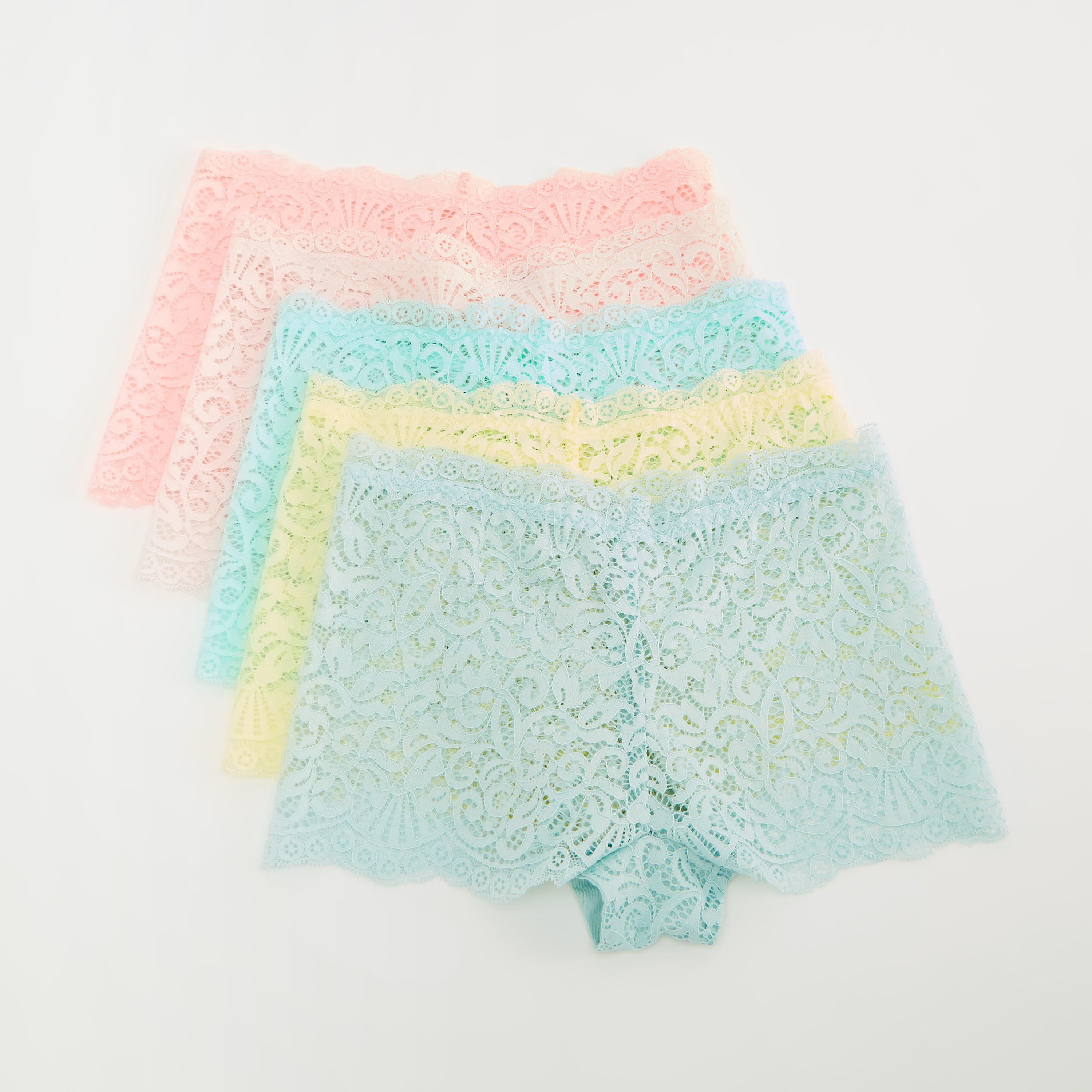 سراويل بوي شورت دانتيل بخصر مطّاطي - طقم من 5-women-clothing-lingerie-panties-image-1