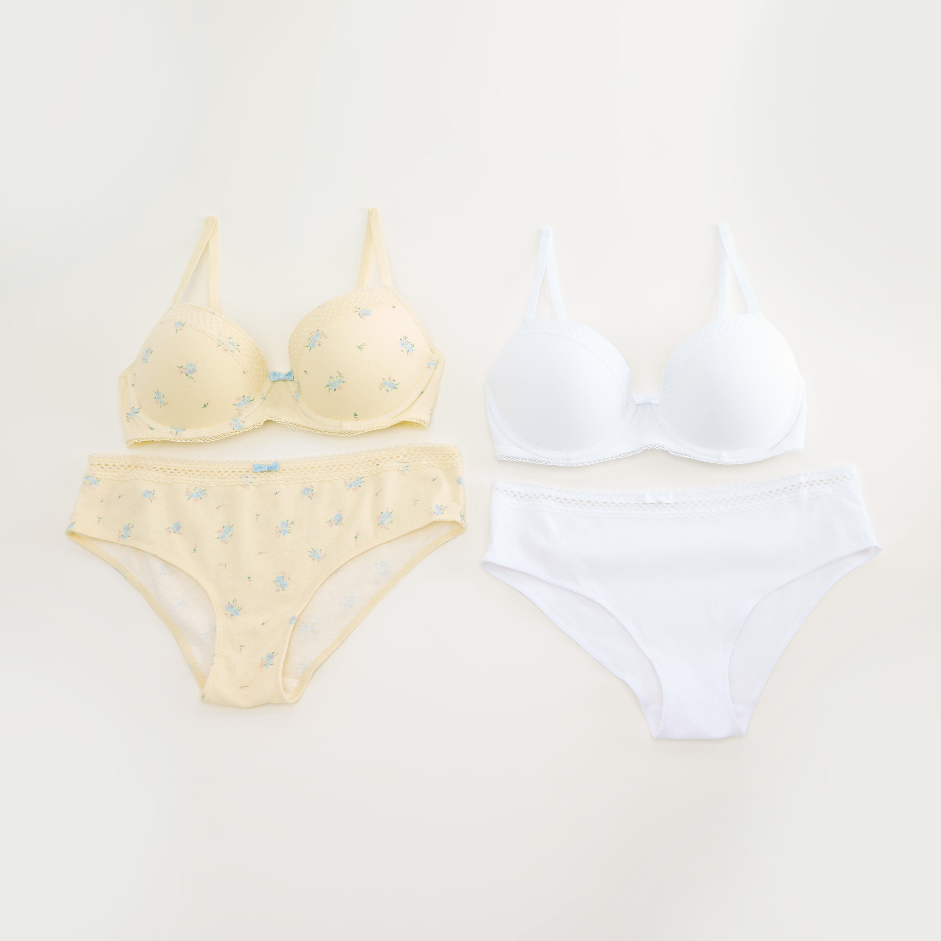 طقم من سروال داخلي وصدريّة ديمي مبطّنة - 4 قطع-women-clothing-lingerie-lingeriesets-image-1