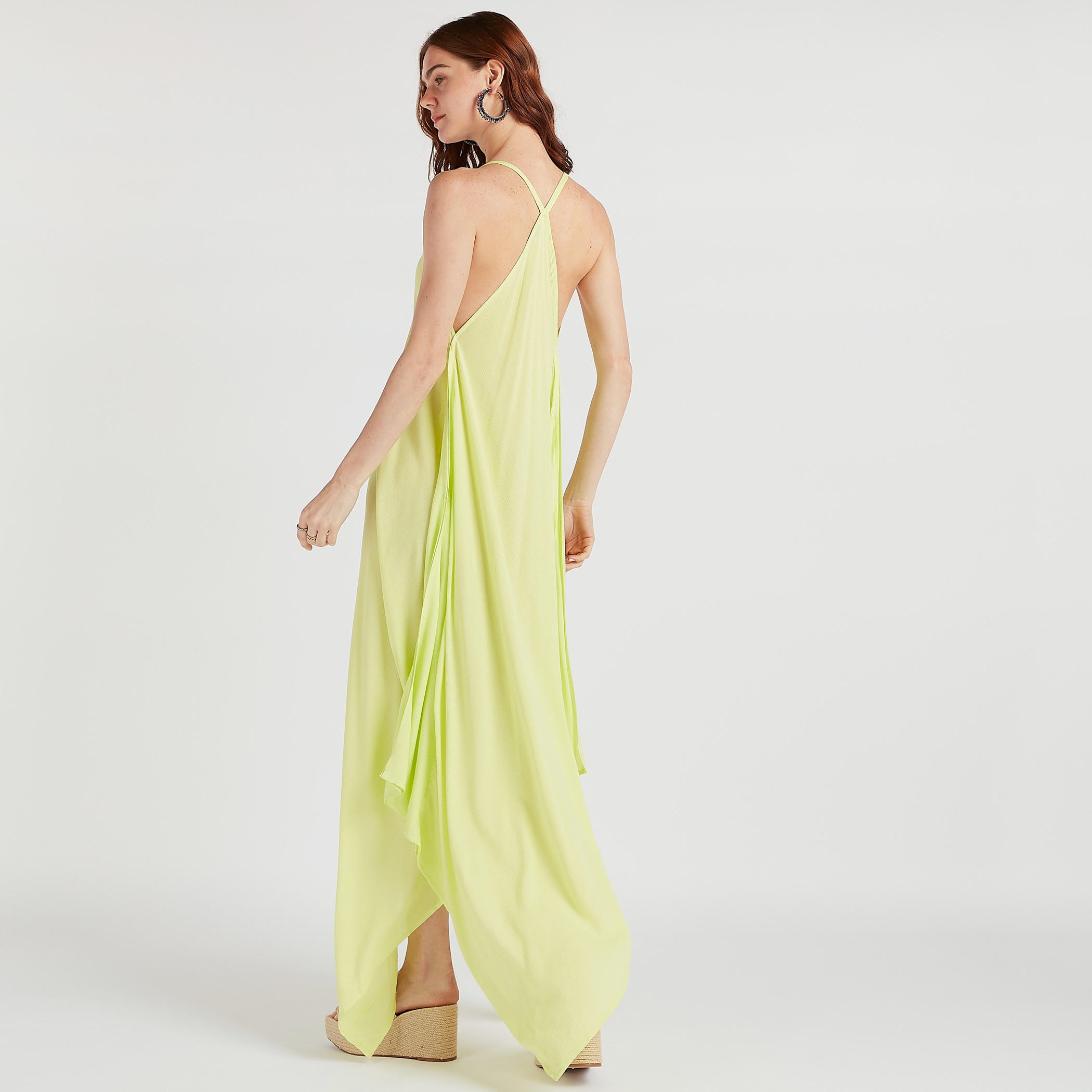 فستان للبحر سادة بياقة V وتفاصيل دانتيل بشرّابات-women-clothing-swimandbeach-beachwear-image-4