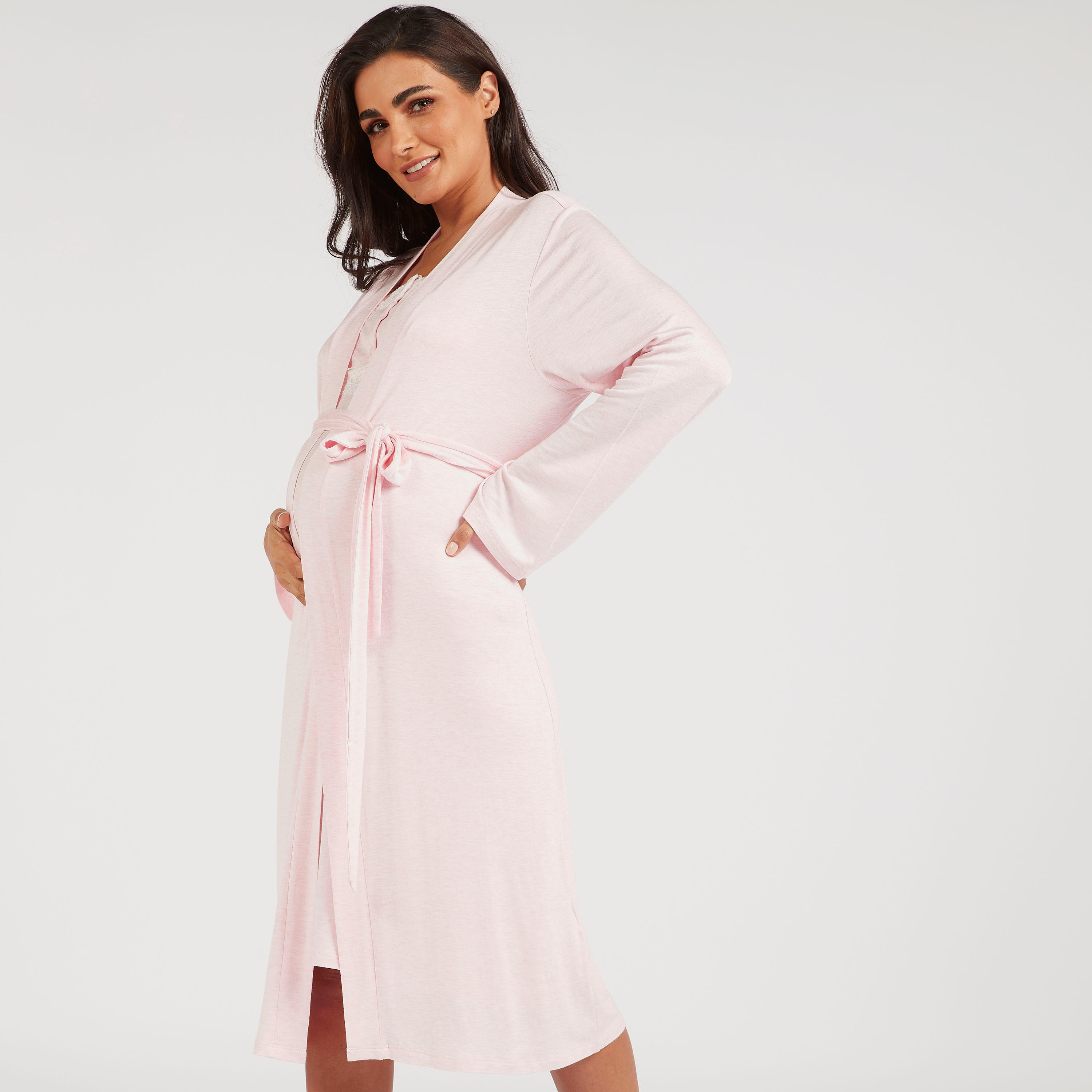 Maternity Night Robe with Belt and Long Sleeves-women-clothing-maternity-nightwear-image-1