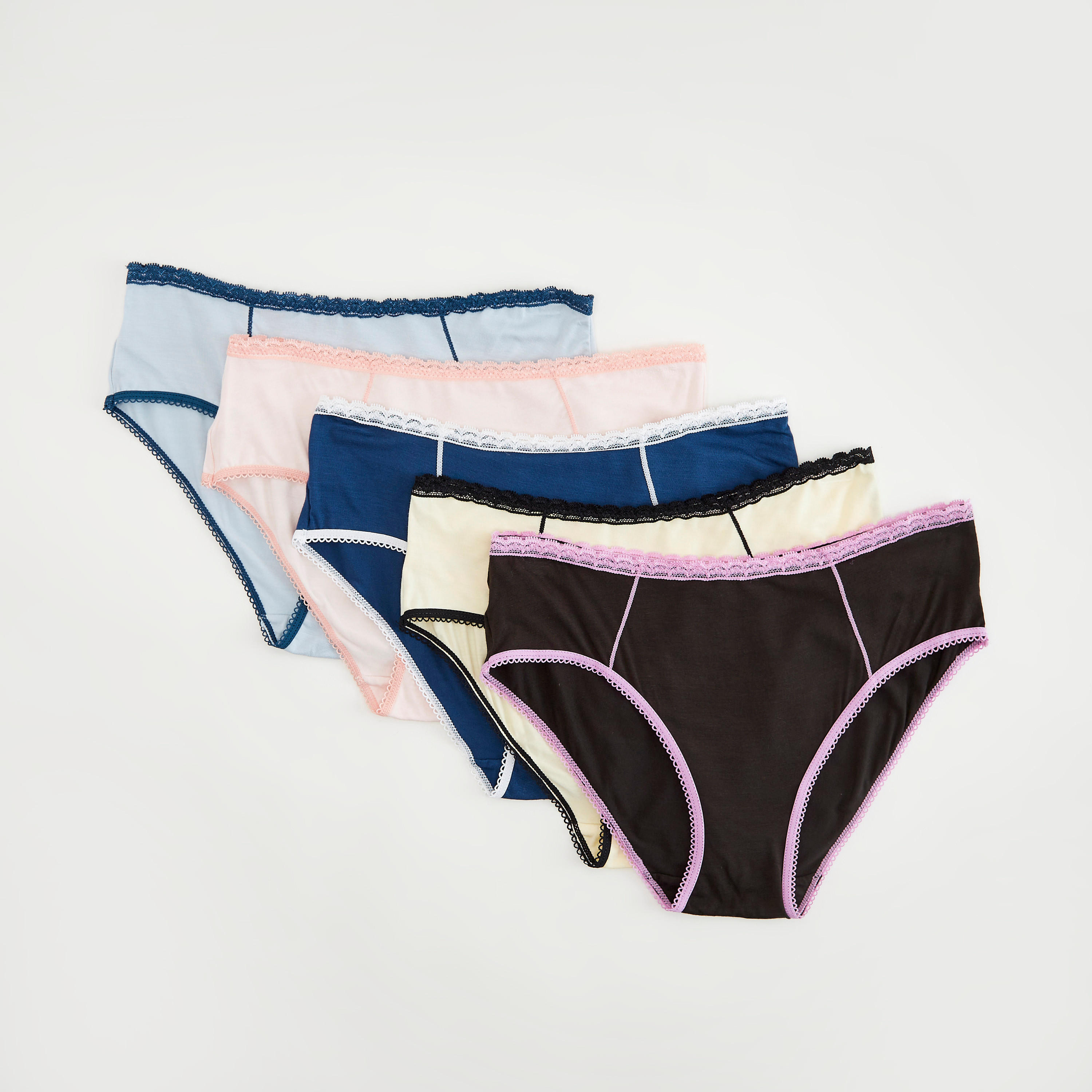 سراويل داخليّة هيبستر سادة بتفاصيل دانتيل - طقم من 5-women-clothing-lingerie-panties-image-1