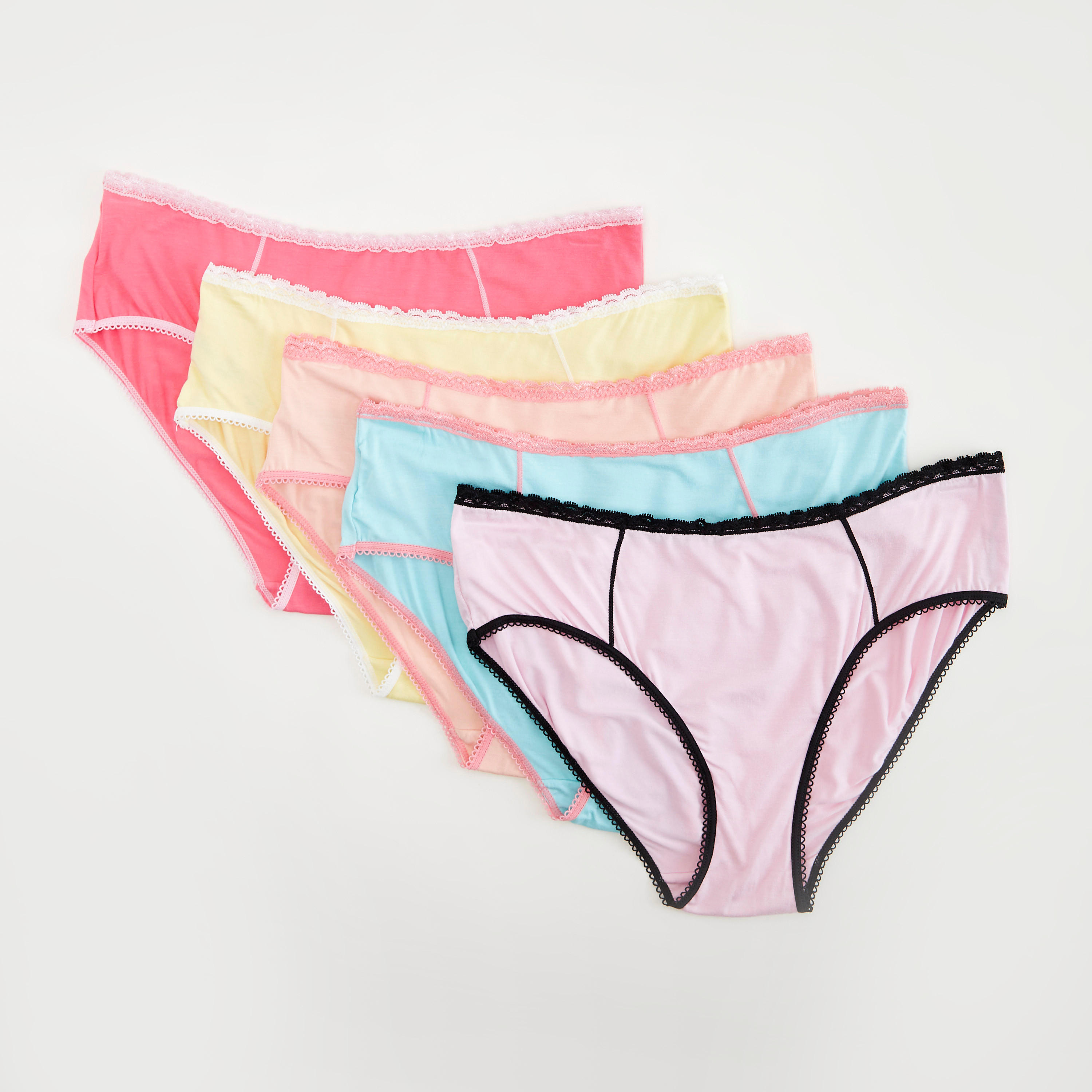 Set of 5 - Solid Hipster Briefs with Lace Detail-women-clothing-lingerie-panties-image-1