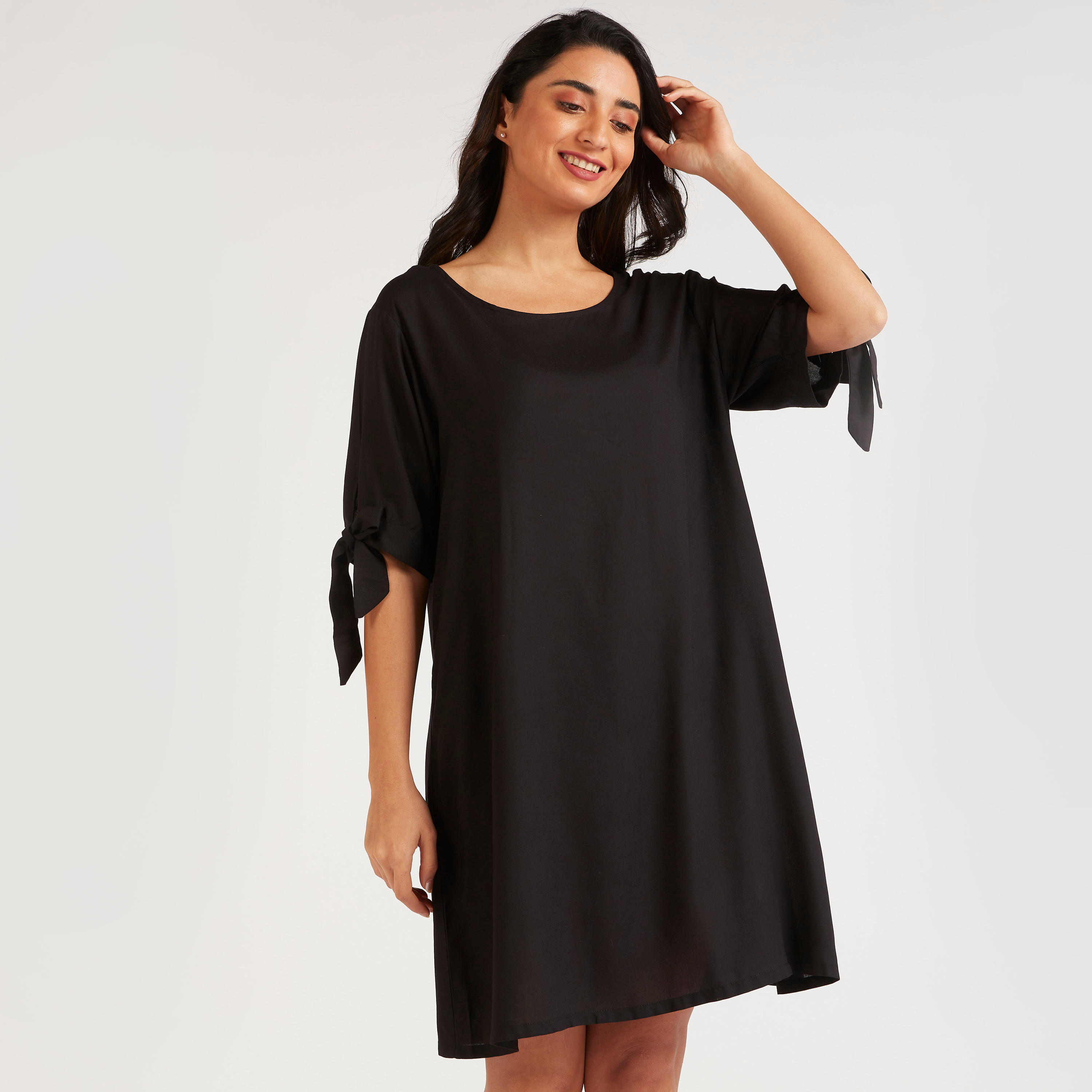 طقم قمصان نوم متنوّعة بياقة مستديرة وأكمام بأطراف معقودة - قطعتين-women-clothing-nightwear-nighties-image-3