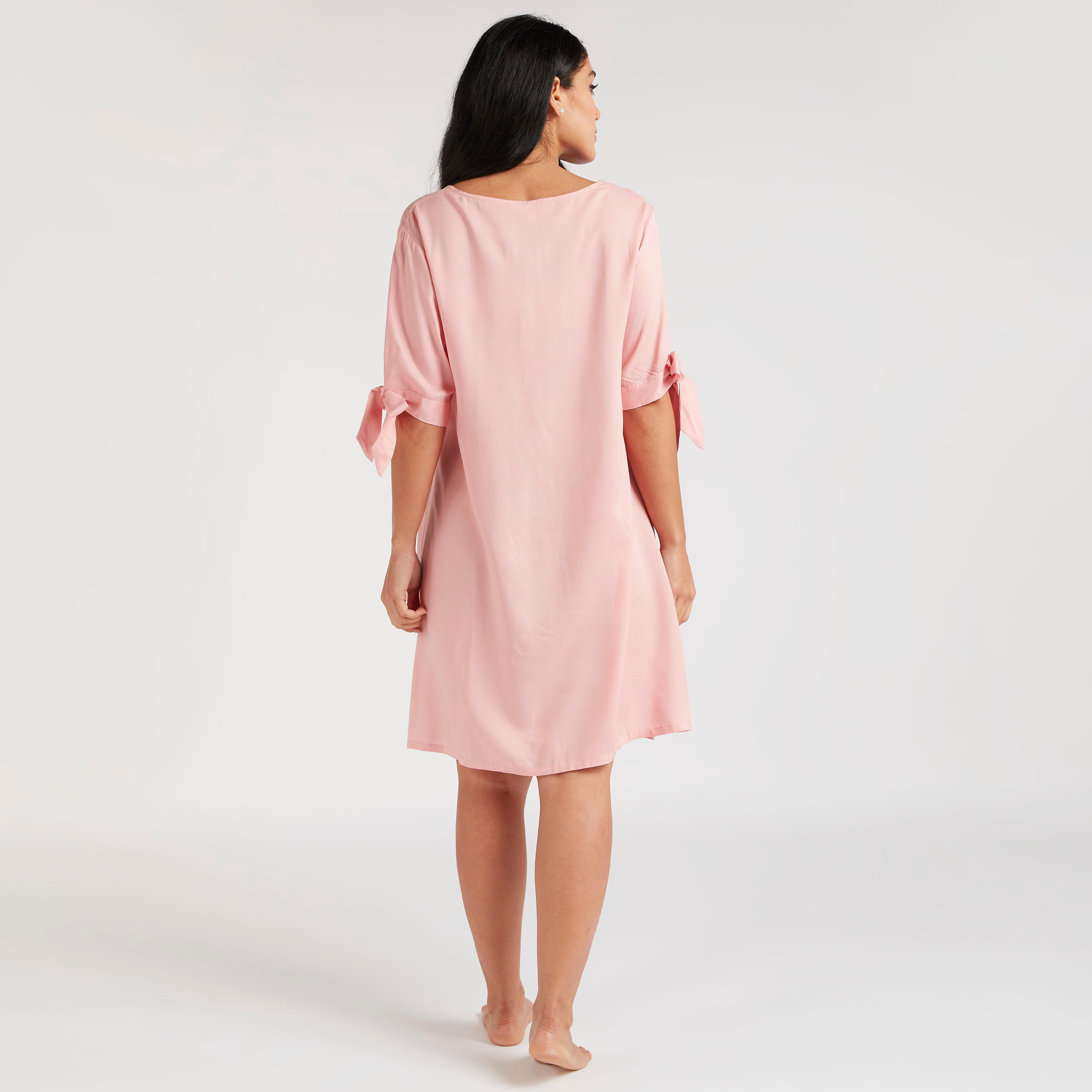 طقم قمصان نوم متنوّعة بياقة مستديرة وأكمام بأطراف معقودة - قطعتين-women-clothing-nightwear-nighties-image-6