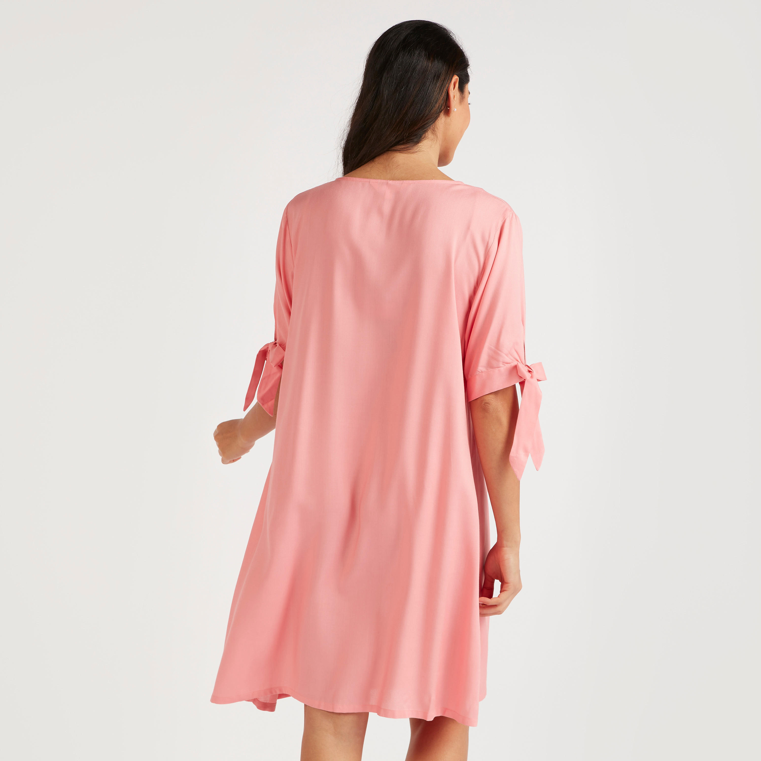 طقم قمصان نوم متنوّعة بياقة مستديرة وأكمام بأطراف معقودة - قطعتين-women-clothing-nightwear-nighties-image-7