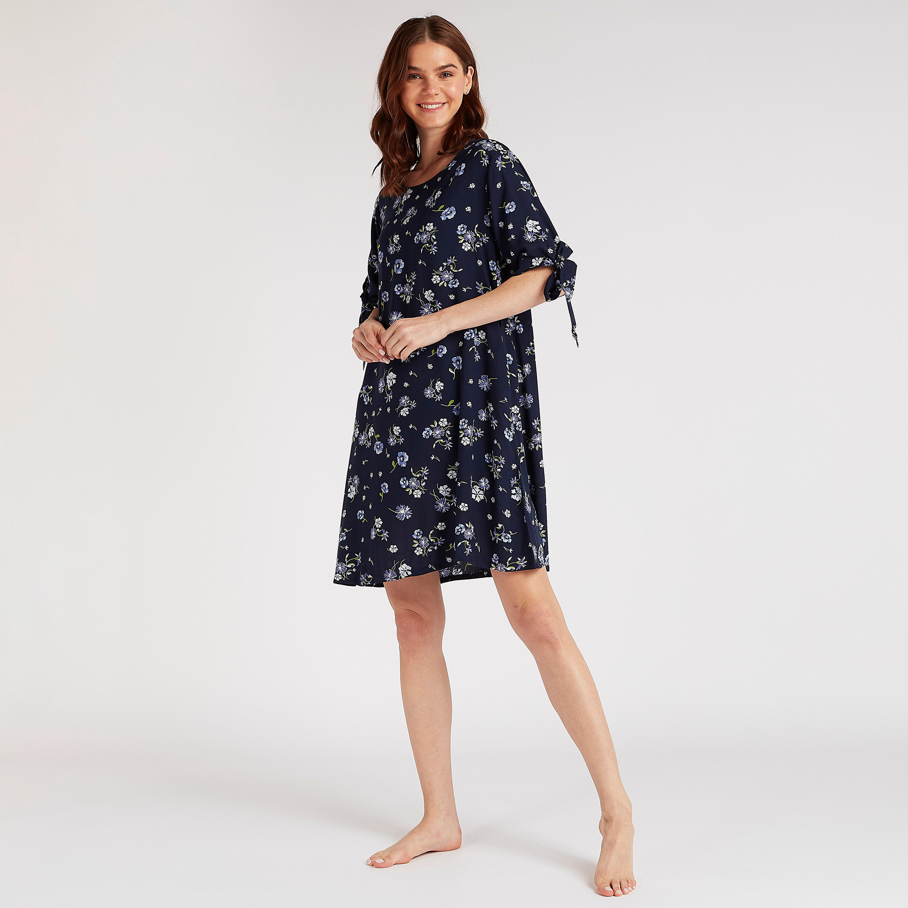 قميص نوم مستدام متنوّع بأكمام بأطراف رباط - طقم من قطعتين-women-clothing-nightwear-nighties-image-2