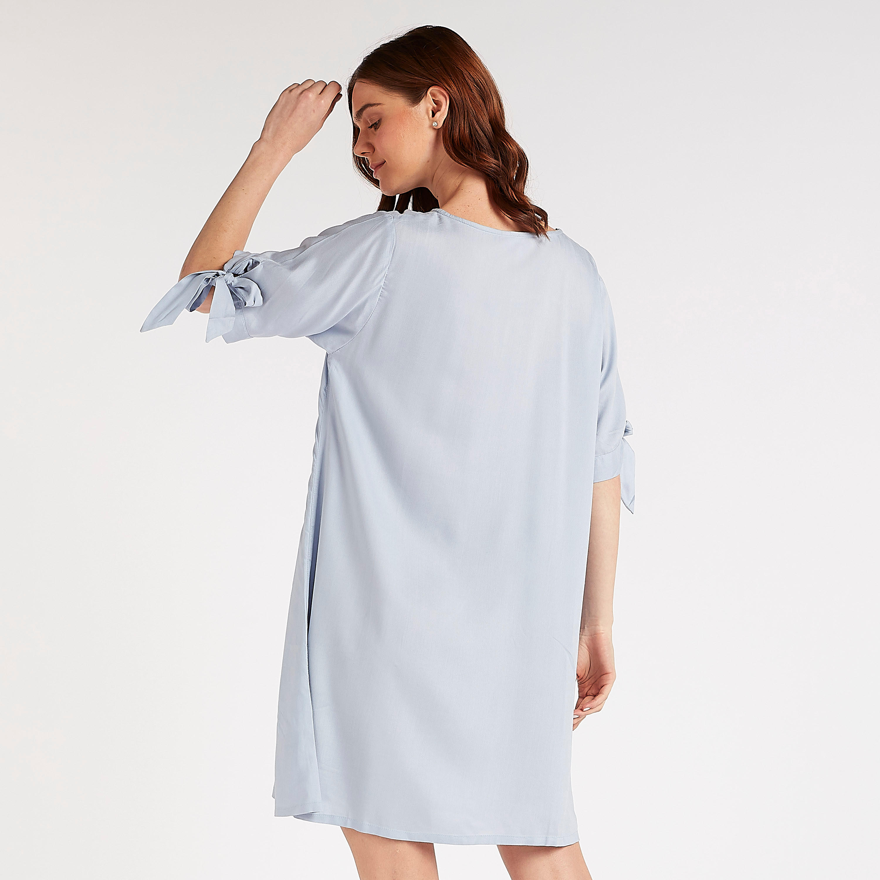قميص نوم مستدام متنوّع بأكمام بأطراف رباط - طقم من قطعتين-women-clothing-nightwear-nighties-image-8