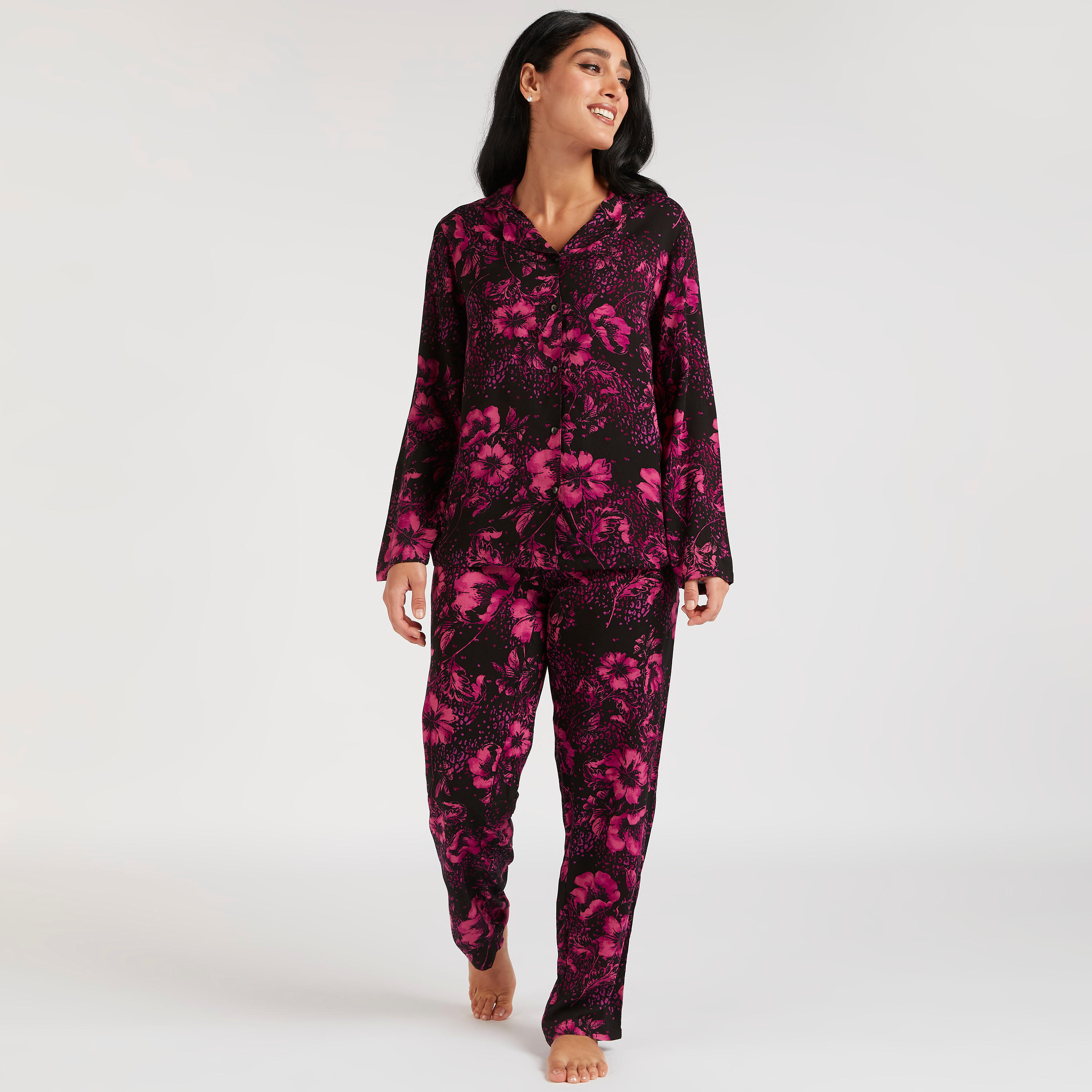 Floral Print Shirt and Full Length Pyjama Set-women-clothing-nightwear-pyjamas-longsets-image-2