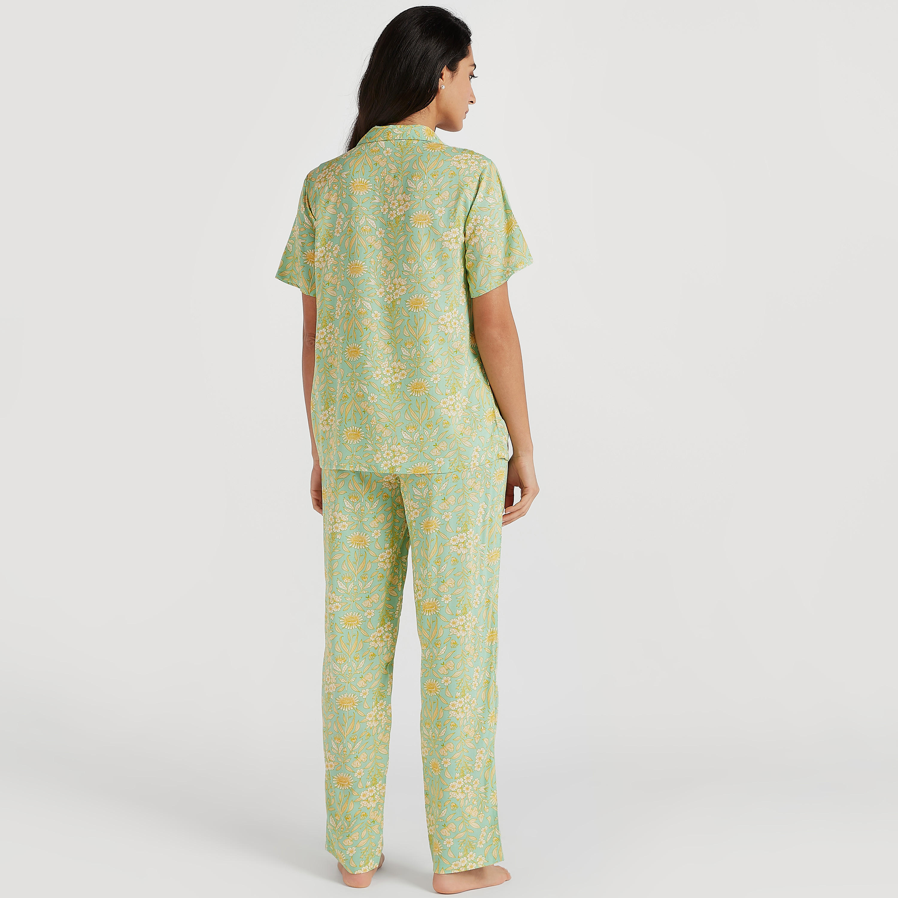 طقم بنطلون بيجاما وقميص بطبعات أزهار-women-clothing-nightwear-pyjamas-longsets-image-3