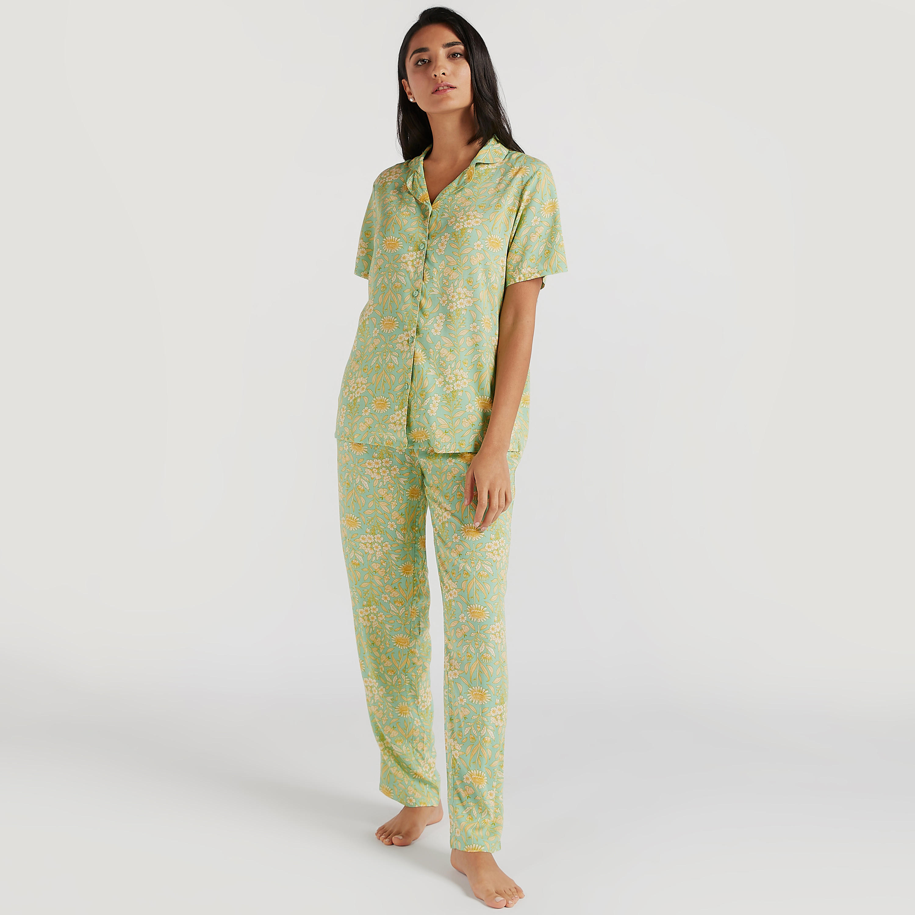 طقم بنطلون بيجاما وقميص بطبعات أزهار-women-clothing-nightwear-pyjamas-longsets-image-6