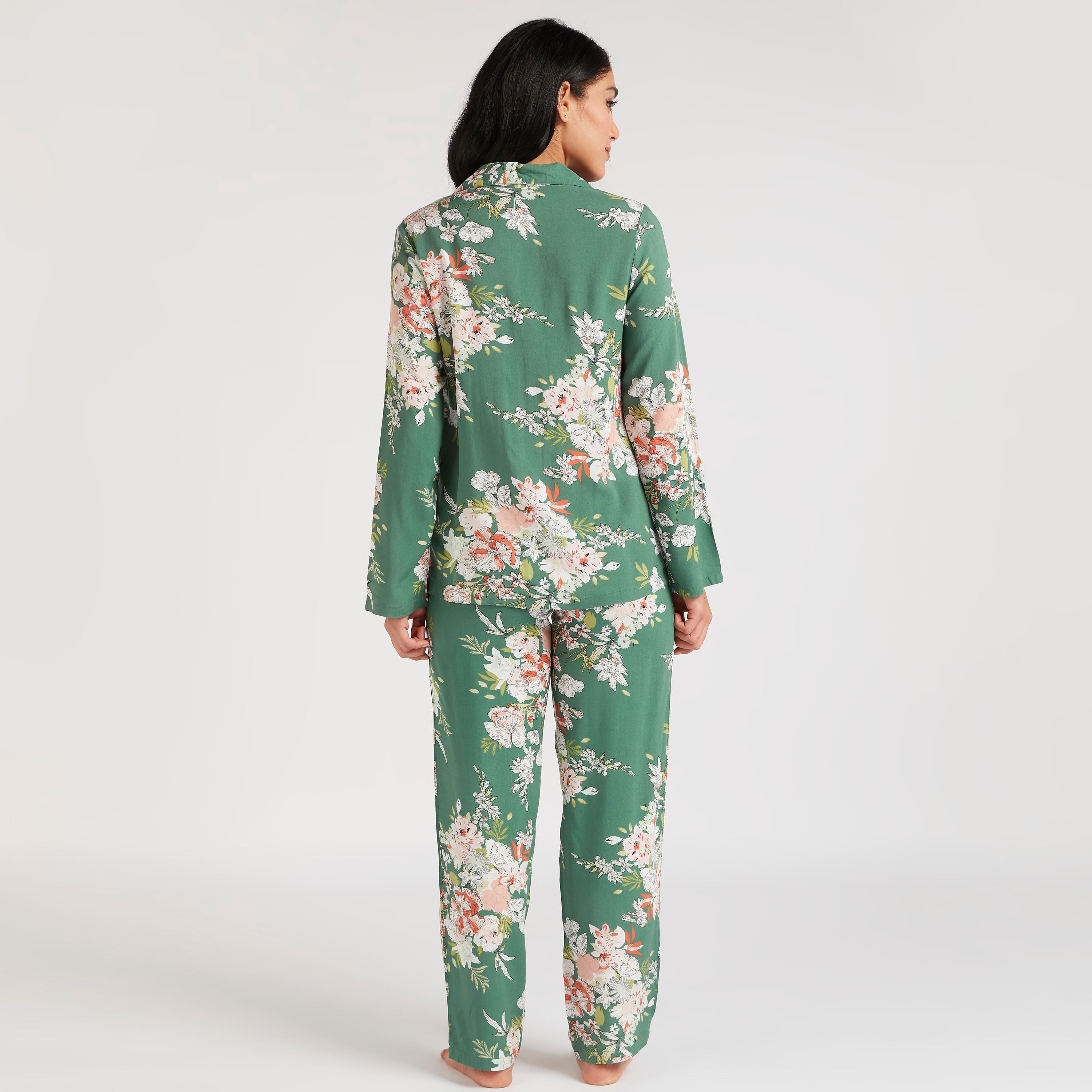 طقم بنطلون بيجاما وقميص بطبعات أزهار-women-clothing-nightwear-pyjamas-longsets-image-3
