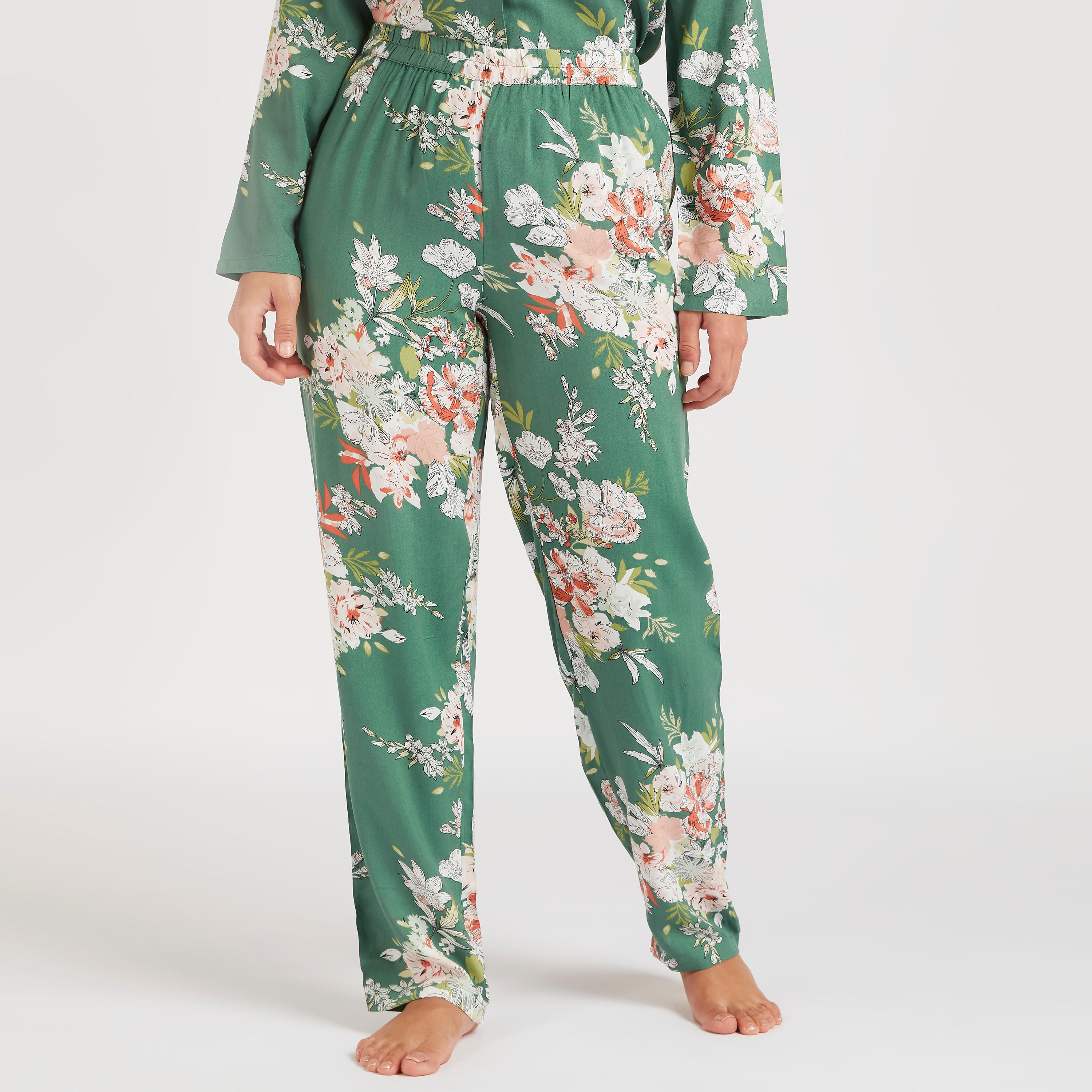 طقم بنطلون بيجاما وقميص بطبعات أزهار-women-clothing-nightwear-pyjamas-longsets-image-4
