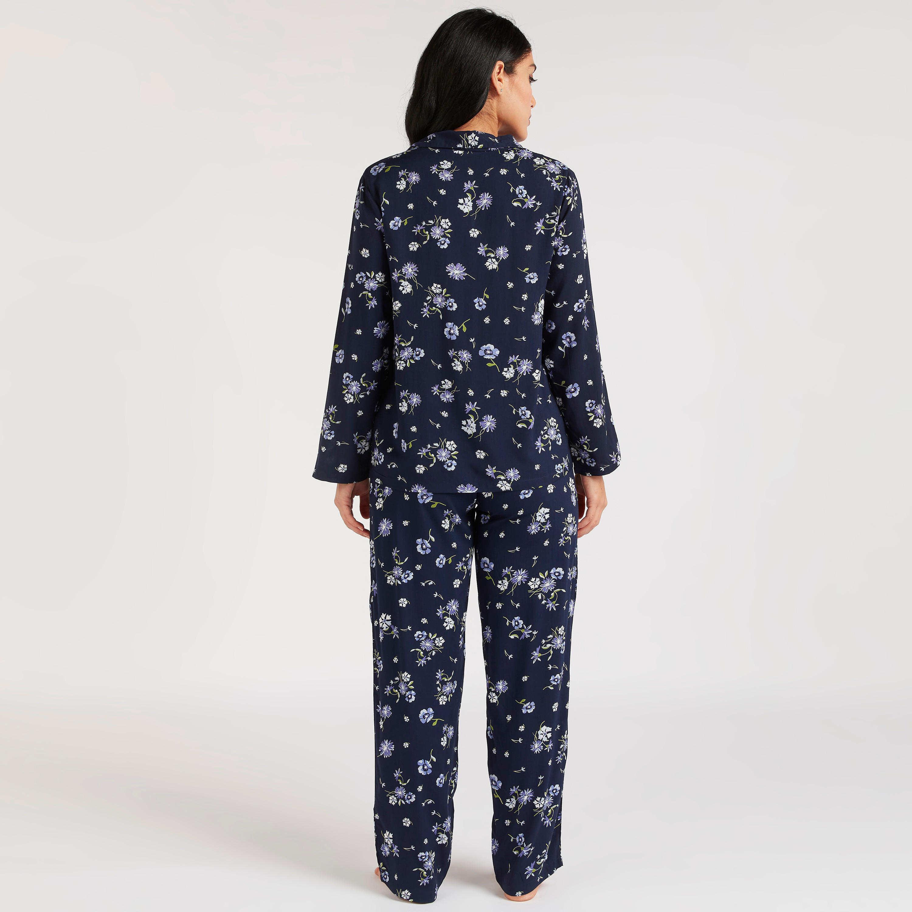 طقم بنطلون بيجاما وقميص بطبعات أزهار-women-clothing-nightwear-pyjamas-longsets-image-4