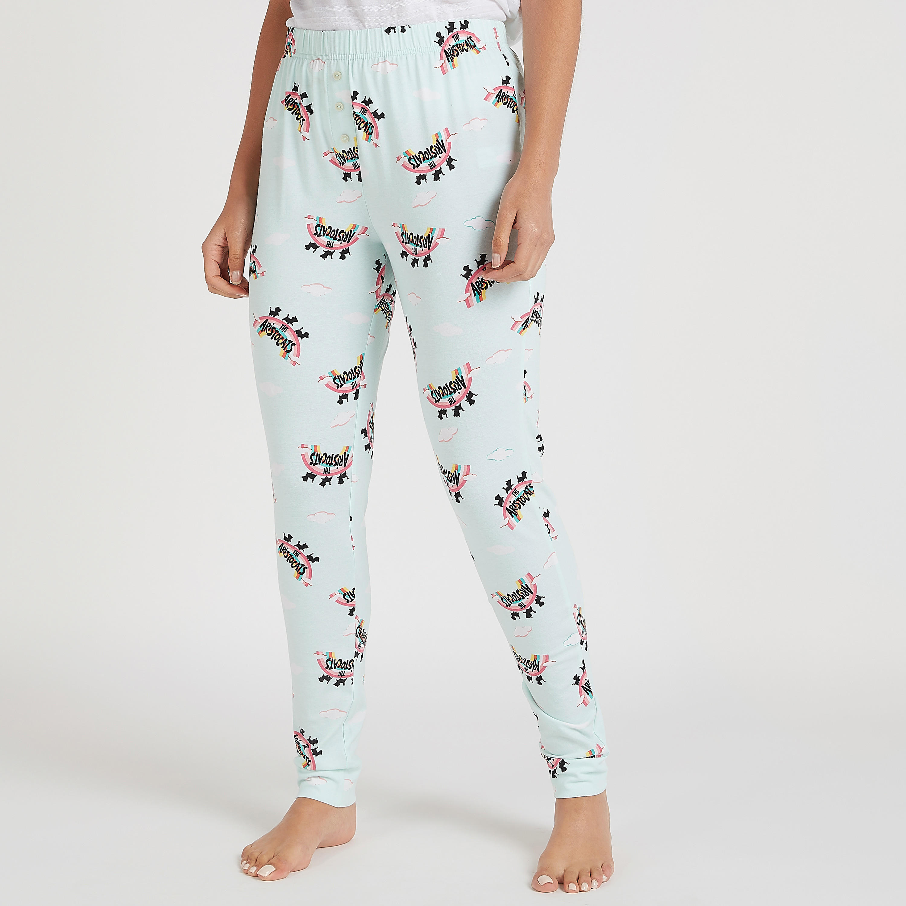 طقم بنطلون بيجاما وتيشيرت بأكمام كاب وطبعات-women-clothing-nightwear-pyjamas-longsets-image-2