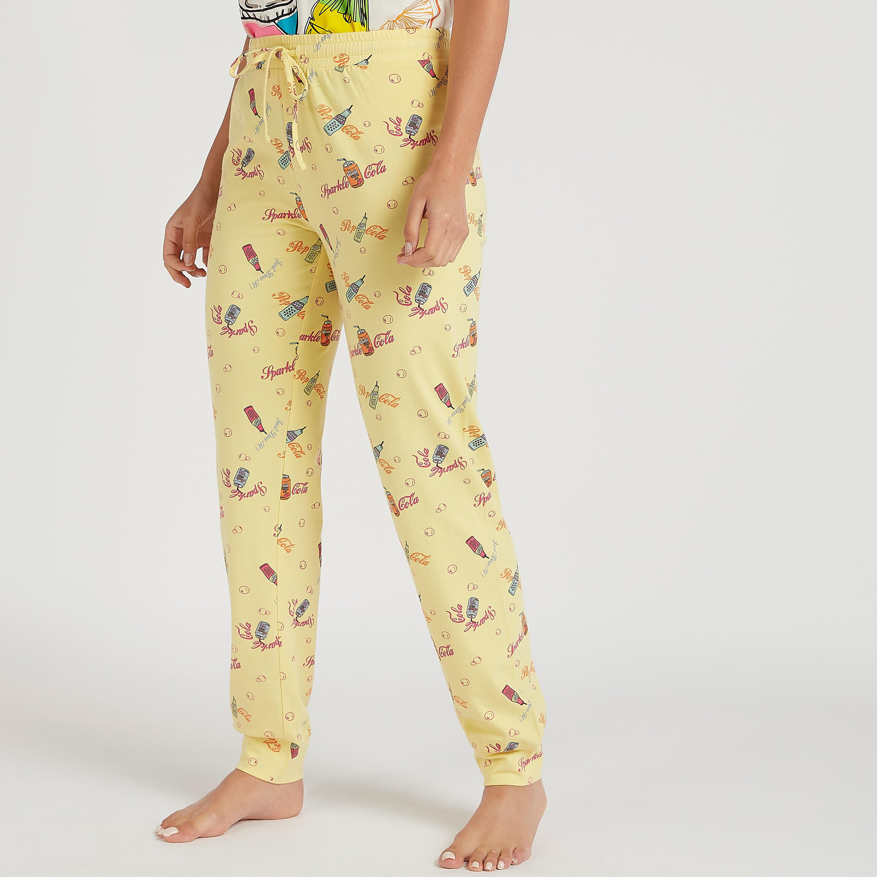 طقم بنطلون بيجاما وتيشيرت بطبعات مع قناع عيون-women-clothing-nightwear-pyjamas-longsets-image-5
