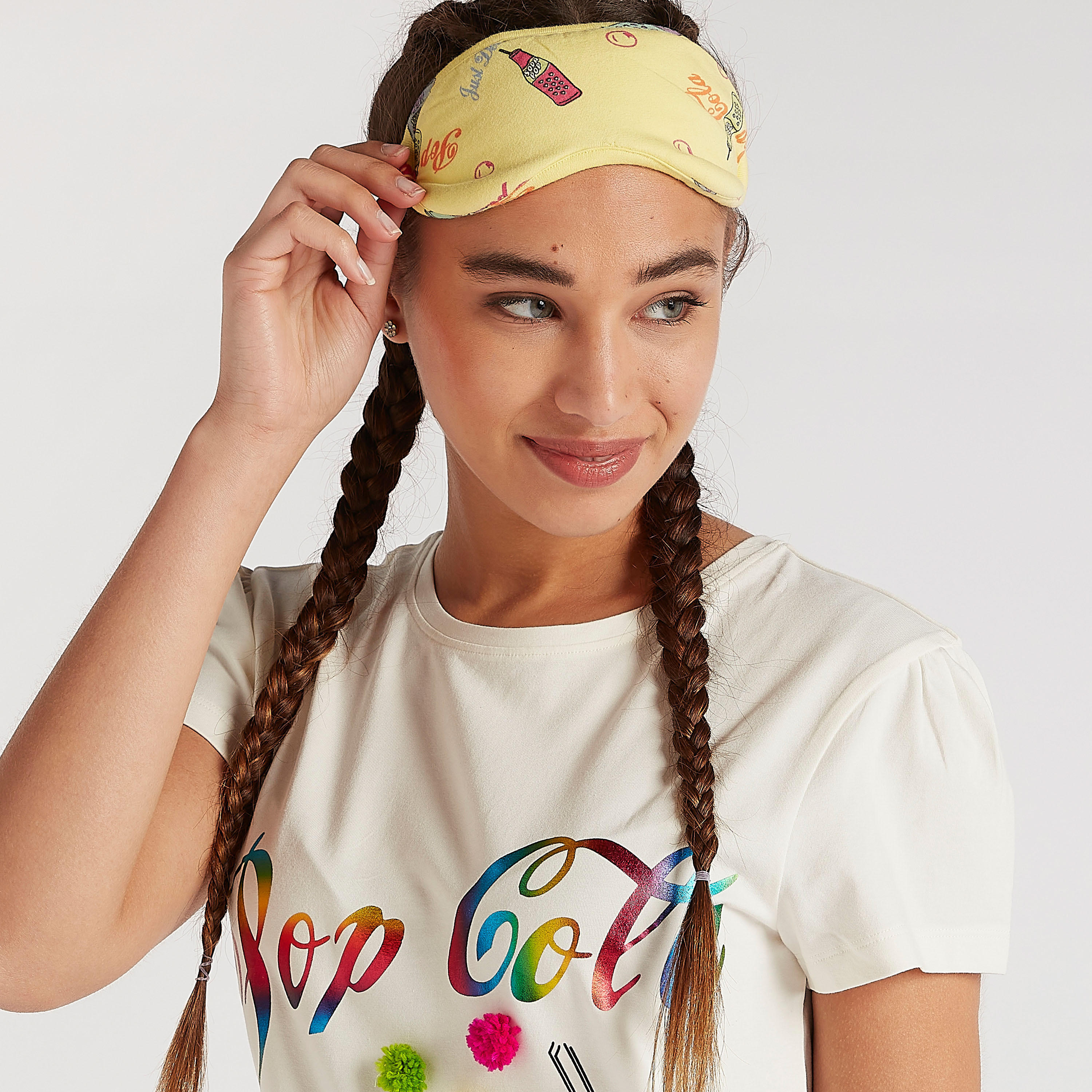 طقم بنطلون بيجاما وتيشيرت بطبعات مع قناع عيون-women-clothing-nightwear-pyjamas-longsets-image-8