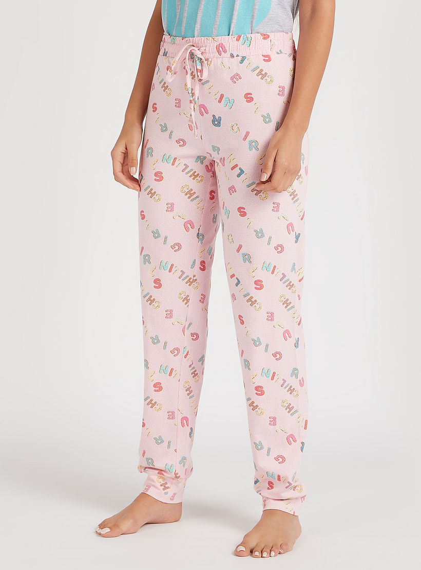طقم من بنطلون بيجاما طويل وتيشيرت بياقة ضيقة - 3 قطع-women-clothing-nightwear-pyjamas-longsets-image-6