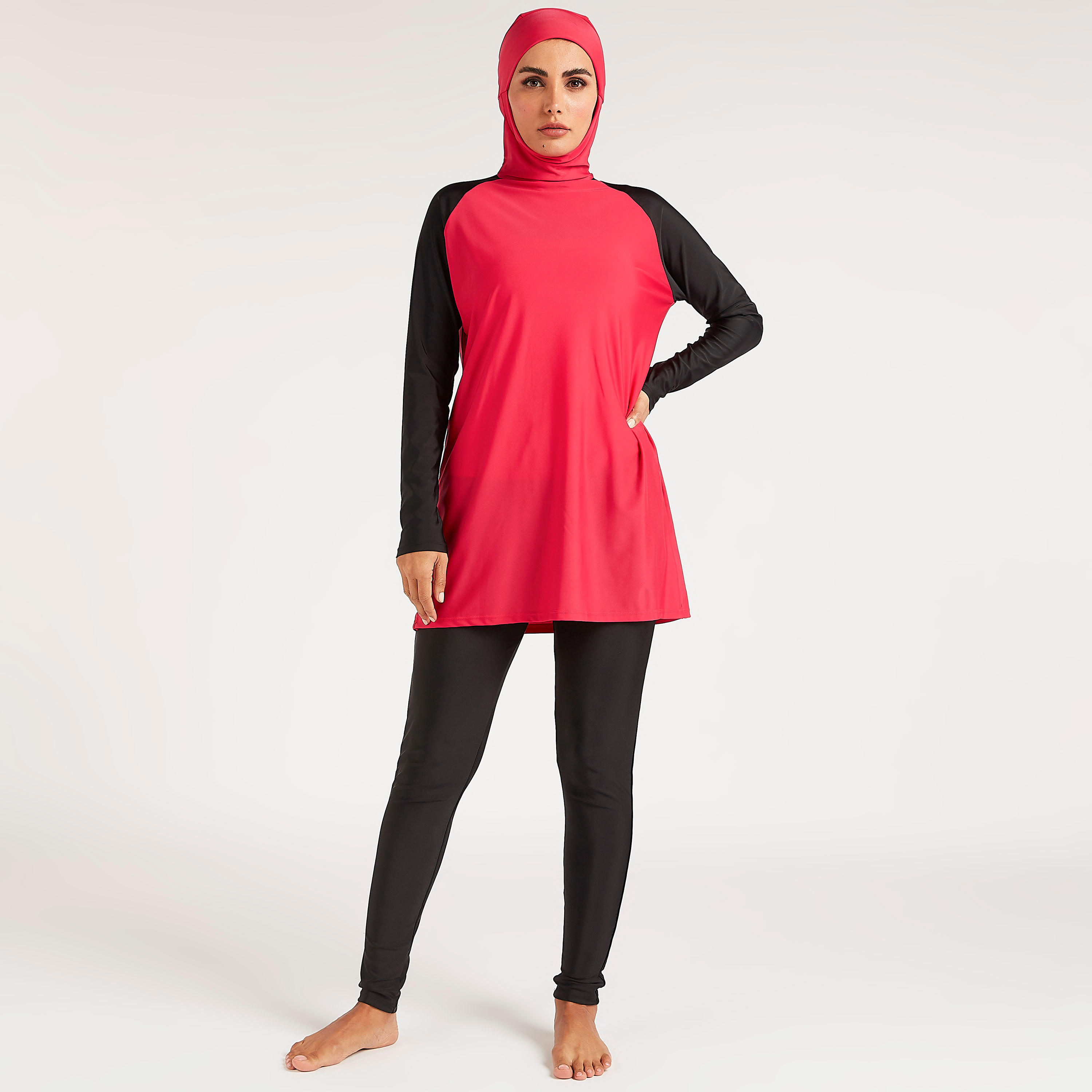 طقم بوركيني قطعتين سادة-women-clothing-swimandbeach-swimsuits-image-4