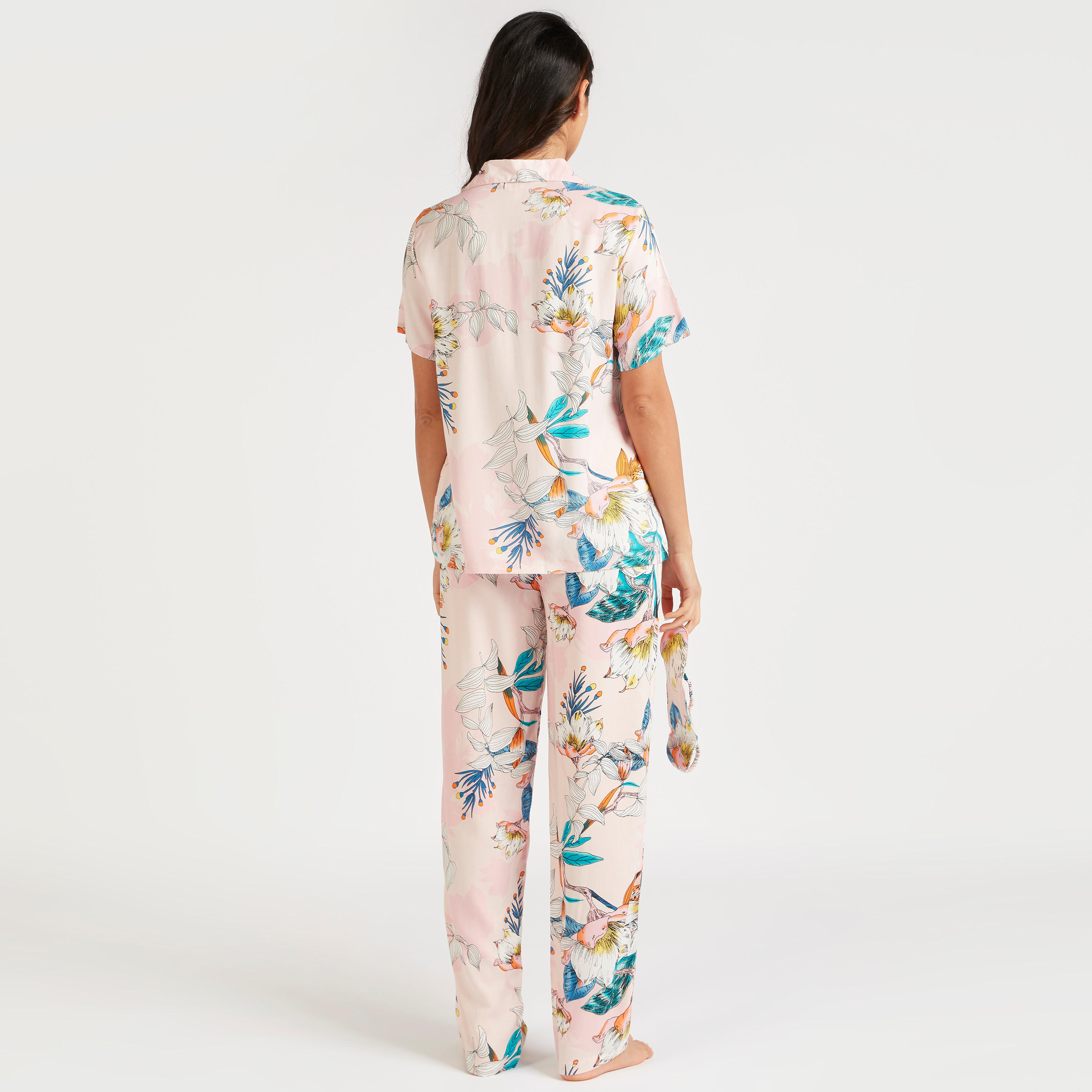 طقم بنطلون بيجاما طويل وقميص بطبعات وقناع عيون-women-clothing-nightwear-pyjamas-longsets-image-5