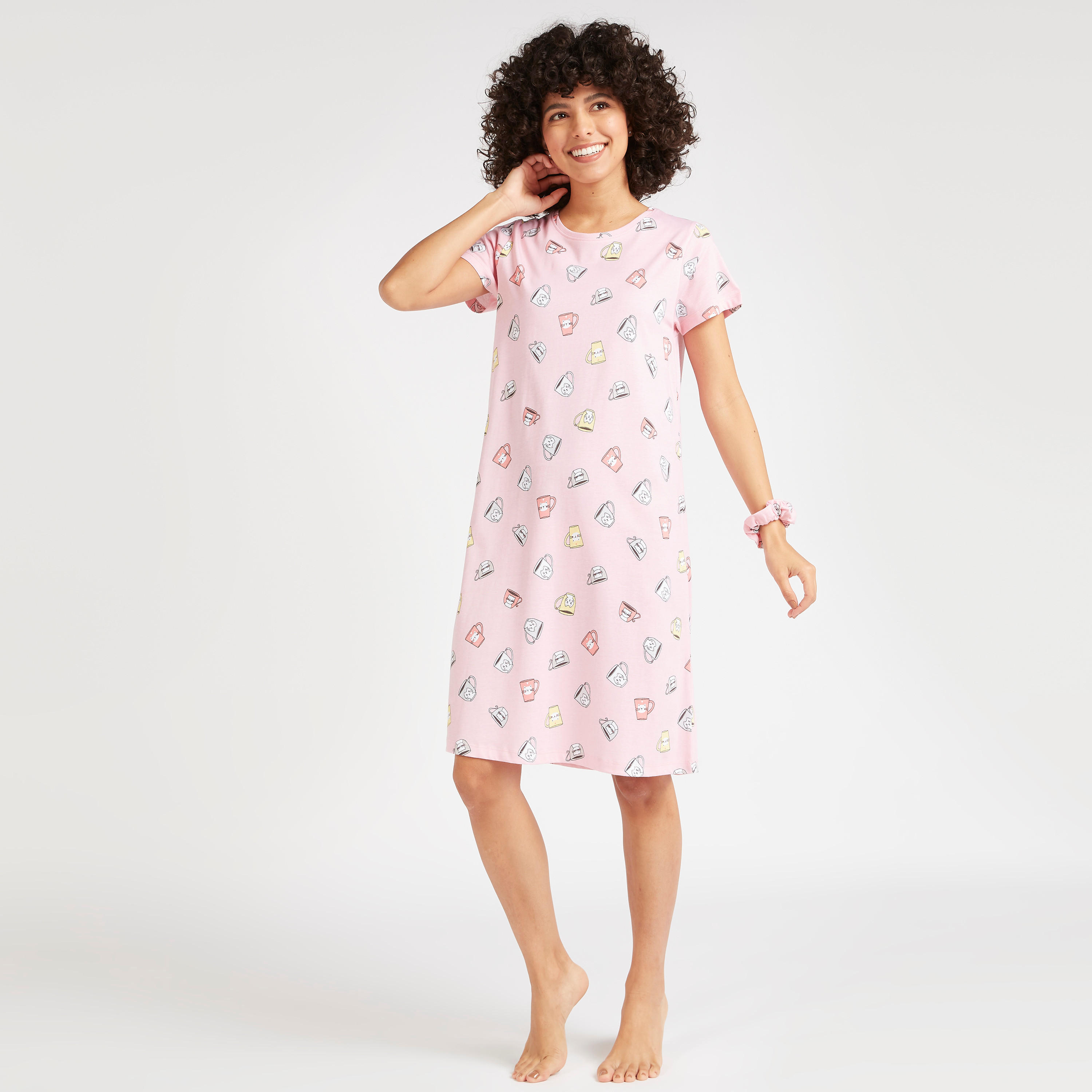 Set of 2 - Printed Sleepshirt with Short Sleeves-women-clothing-nightwear-nighties-image-2