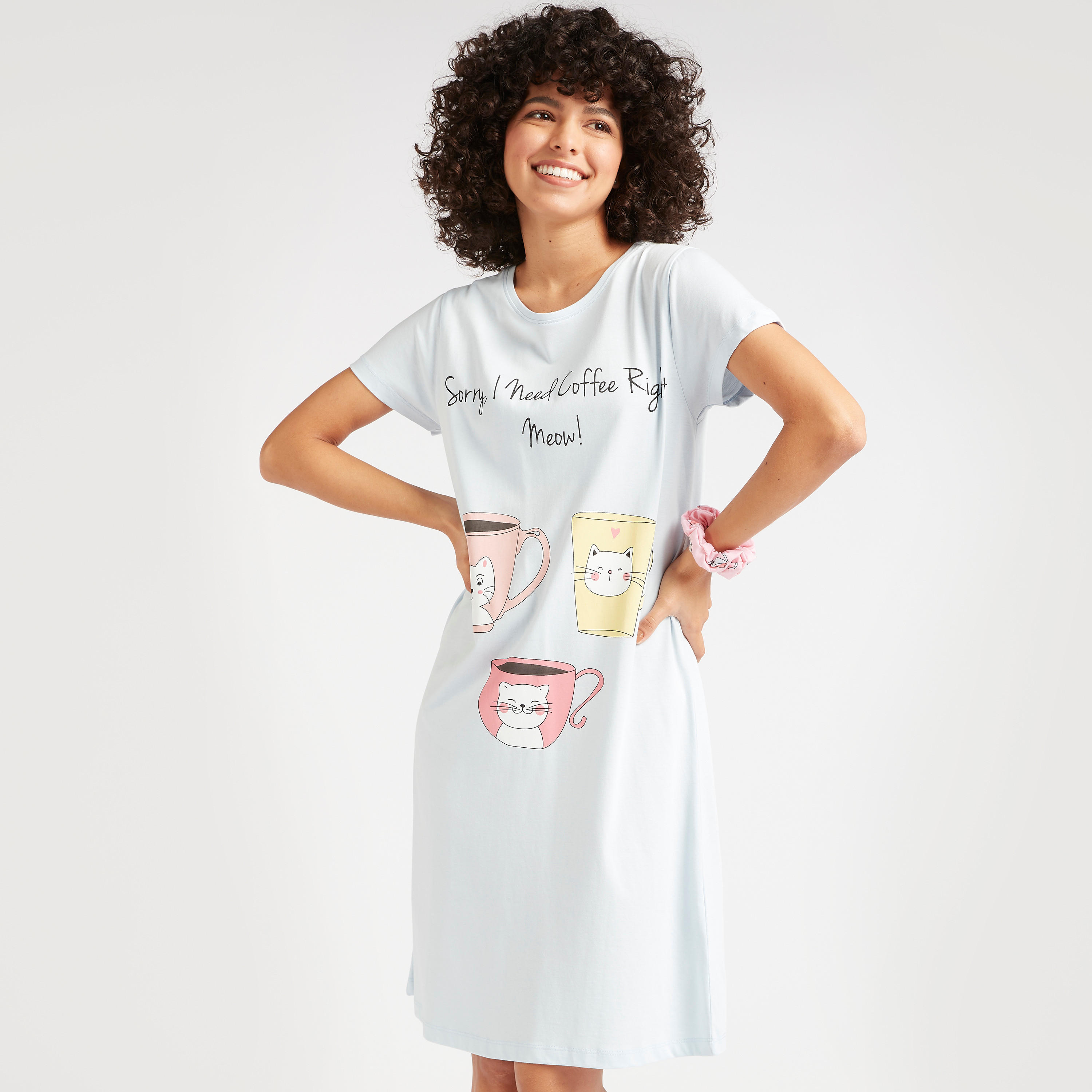Set of 2 - Printed Sleepshirt with Short Sleeves-women-clothing-nightwear-nighties-image-3