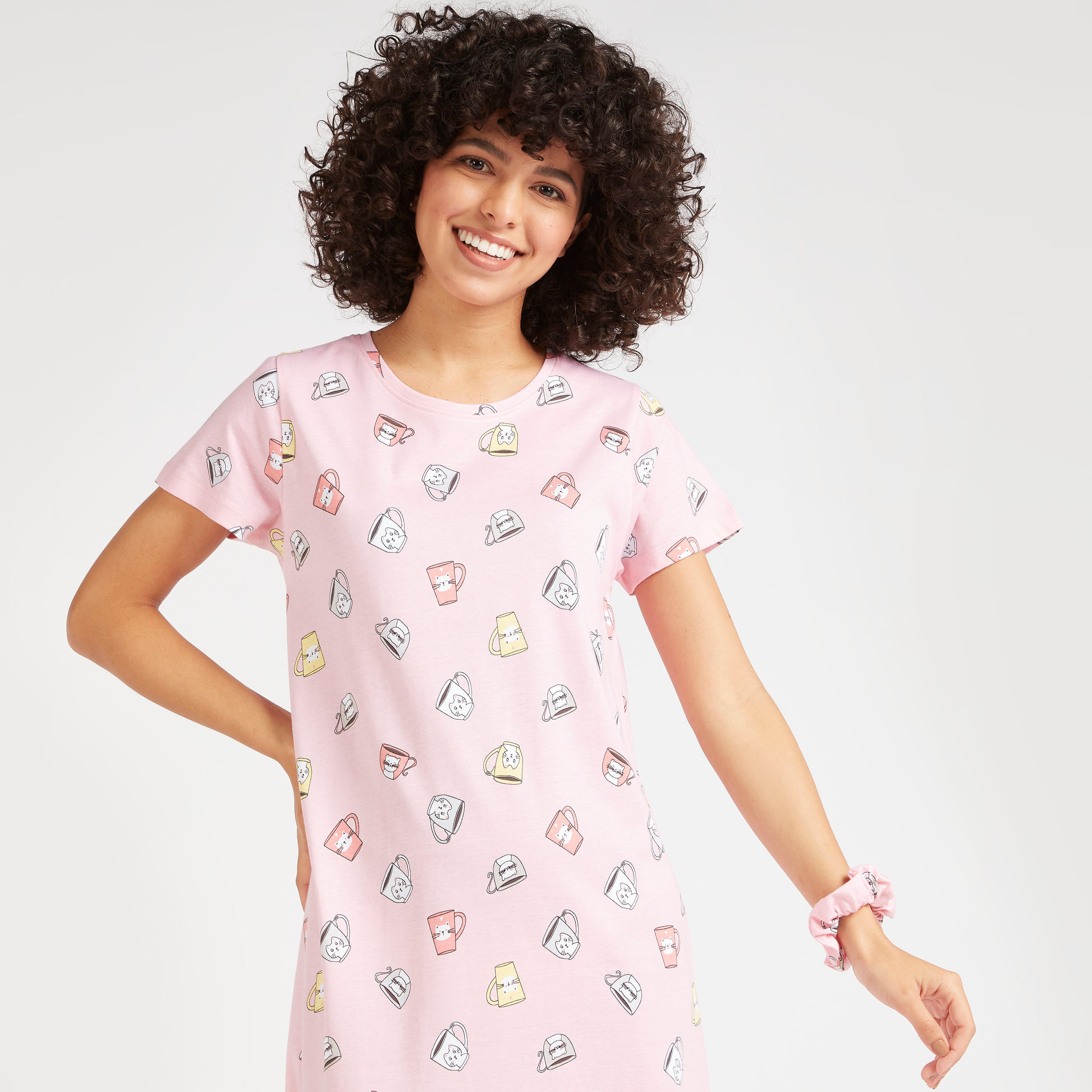 Set of 2 - Printed Sleepshirt with Short Sleeves-women-clothing-nightwear-nighties-image-4