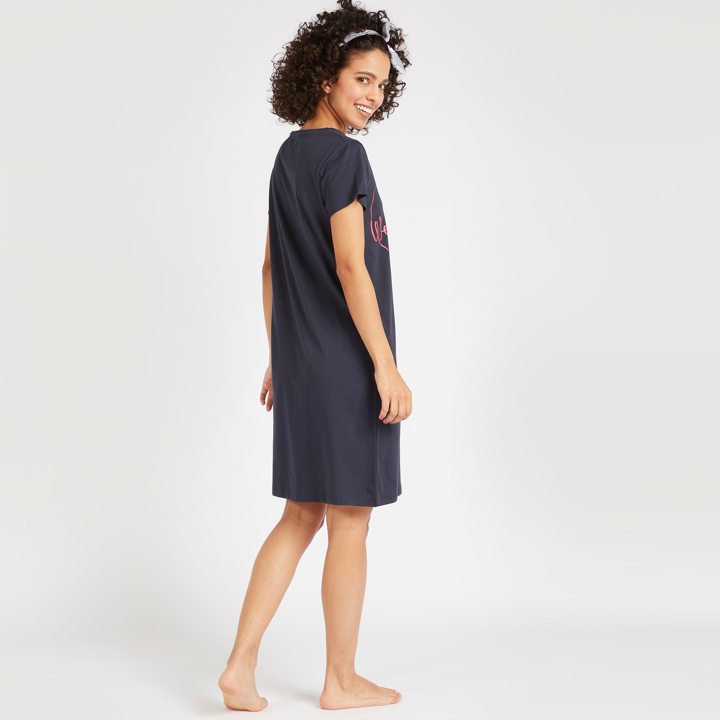 Set of 2 - Heart Print Sleepshirt with Short Sleeves-women-clothing-nightwear-nighties-image-2