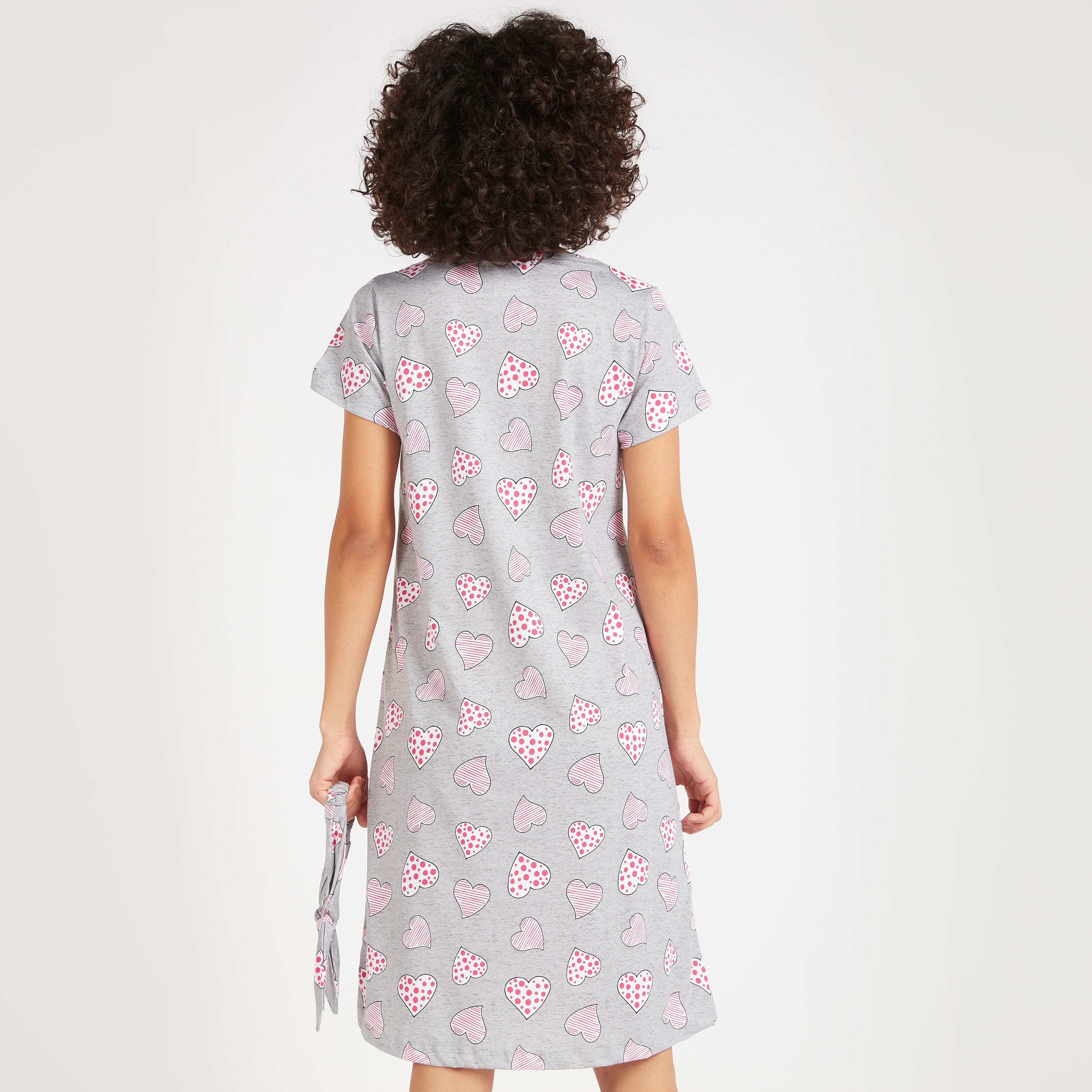 Set of 2 - Heart Print Sleepshirt with Short Sleeves-women-clothing-nightwear-nighties-image-6