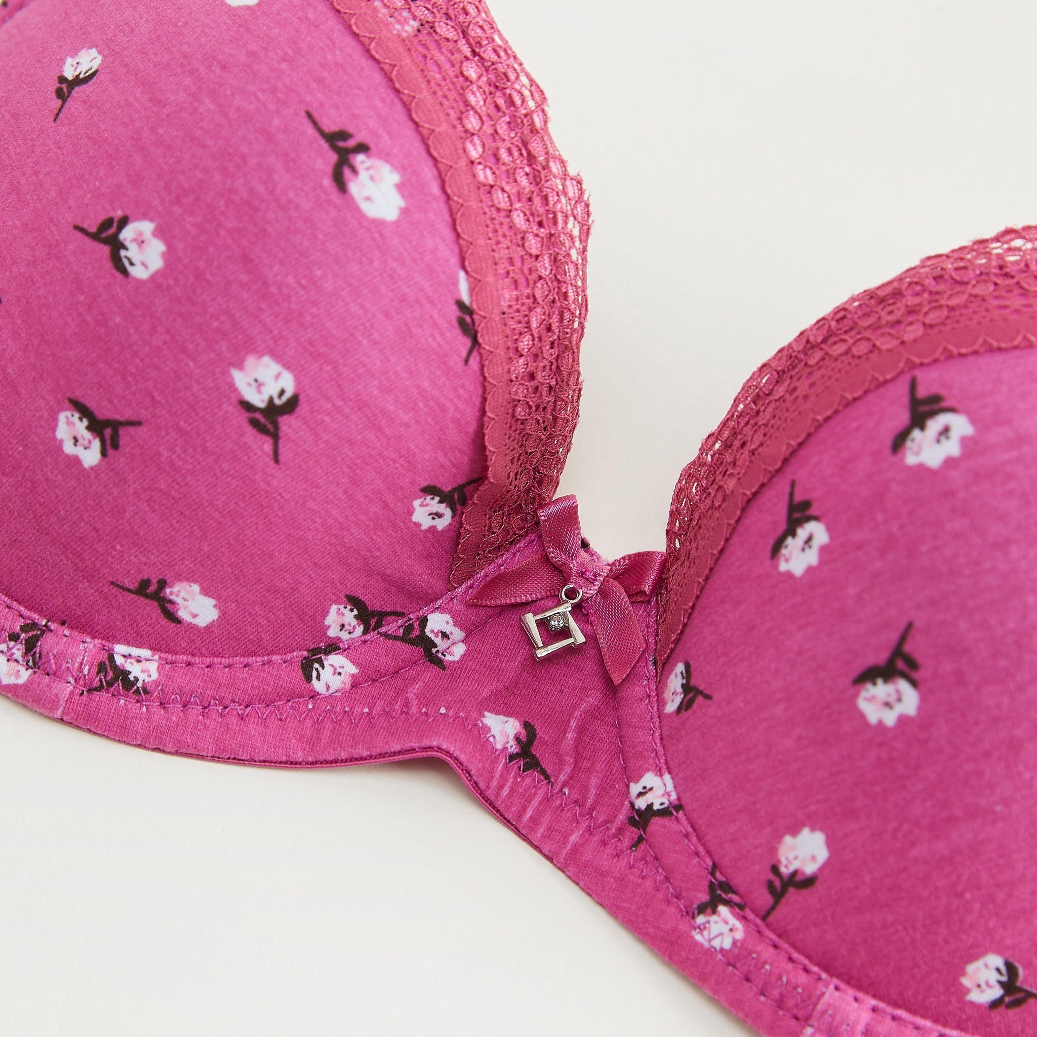 Floral Print Plunge Padded Bra with Adjustable Straps-women-clothing-lingerie-bras-image-2