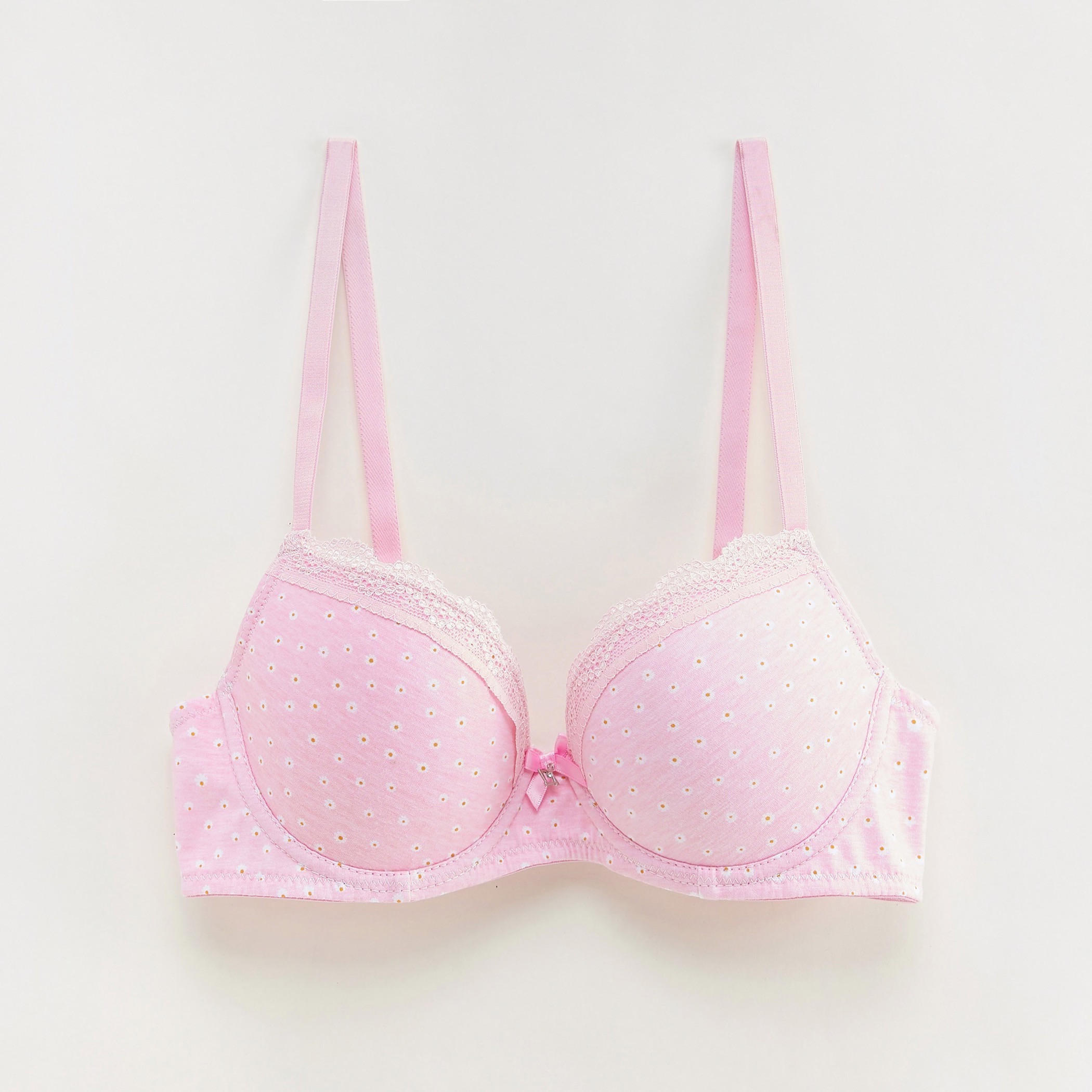 حمالة صدر مطبوعة بنقشة الزهور مع تفاصيل دانتيل وفيونكة-women-clothing-lingerie-bras-image-1
